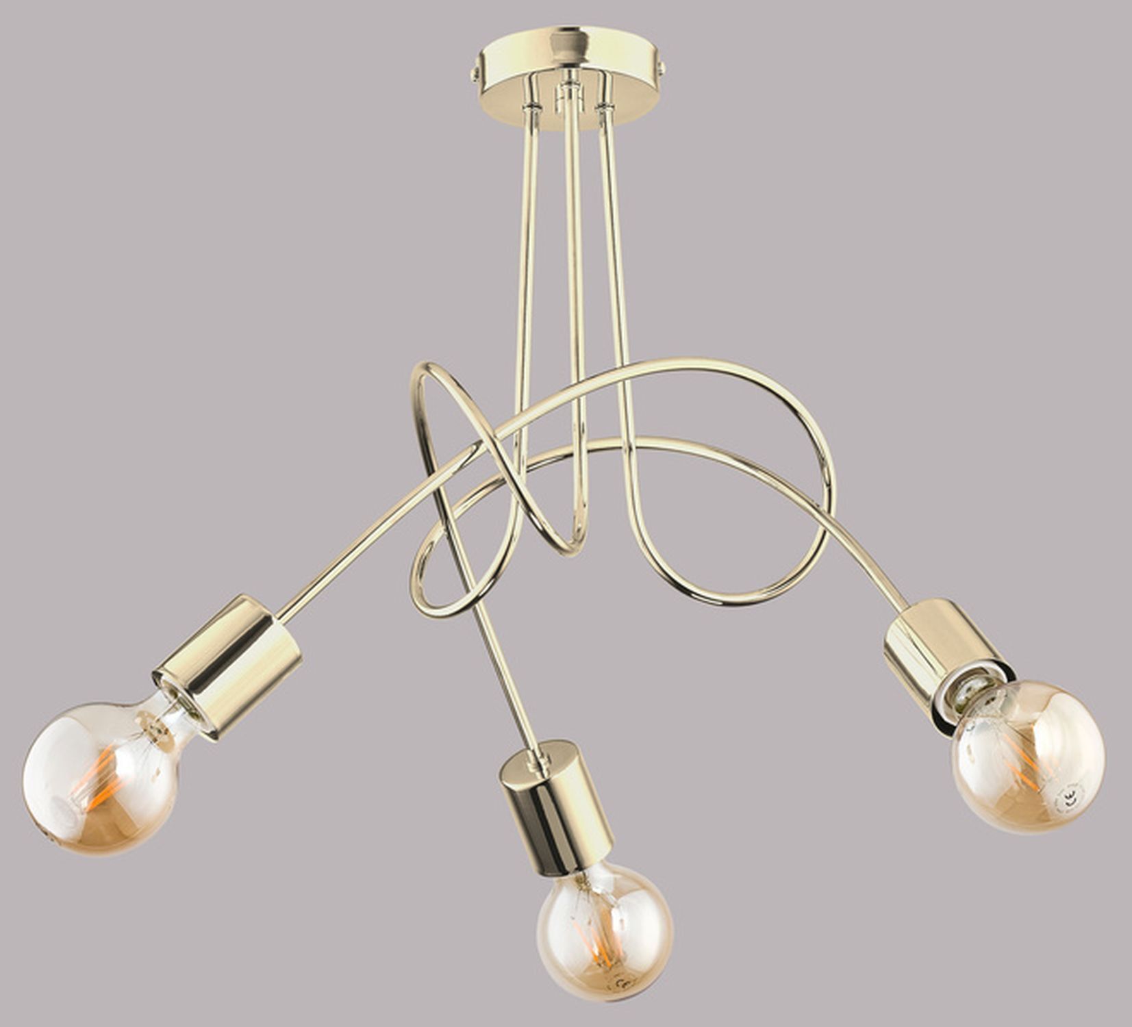 Deckenlampe Metall E27 B: 48 cm in Gold 3-flammig Leuchter, Lampe, Licht