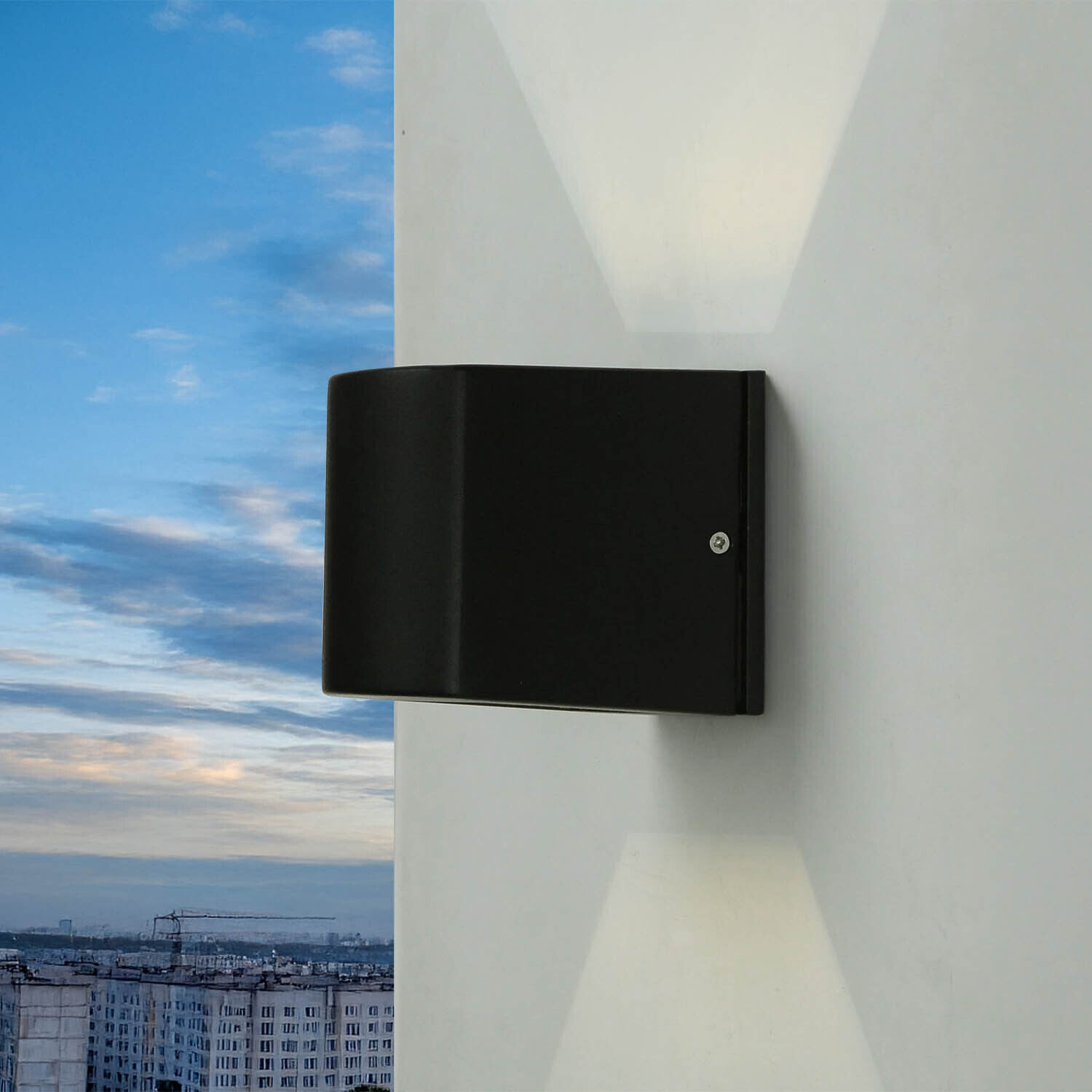 Luminaire extérieur noir IP44 Up Down aluminium verre petit