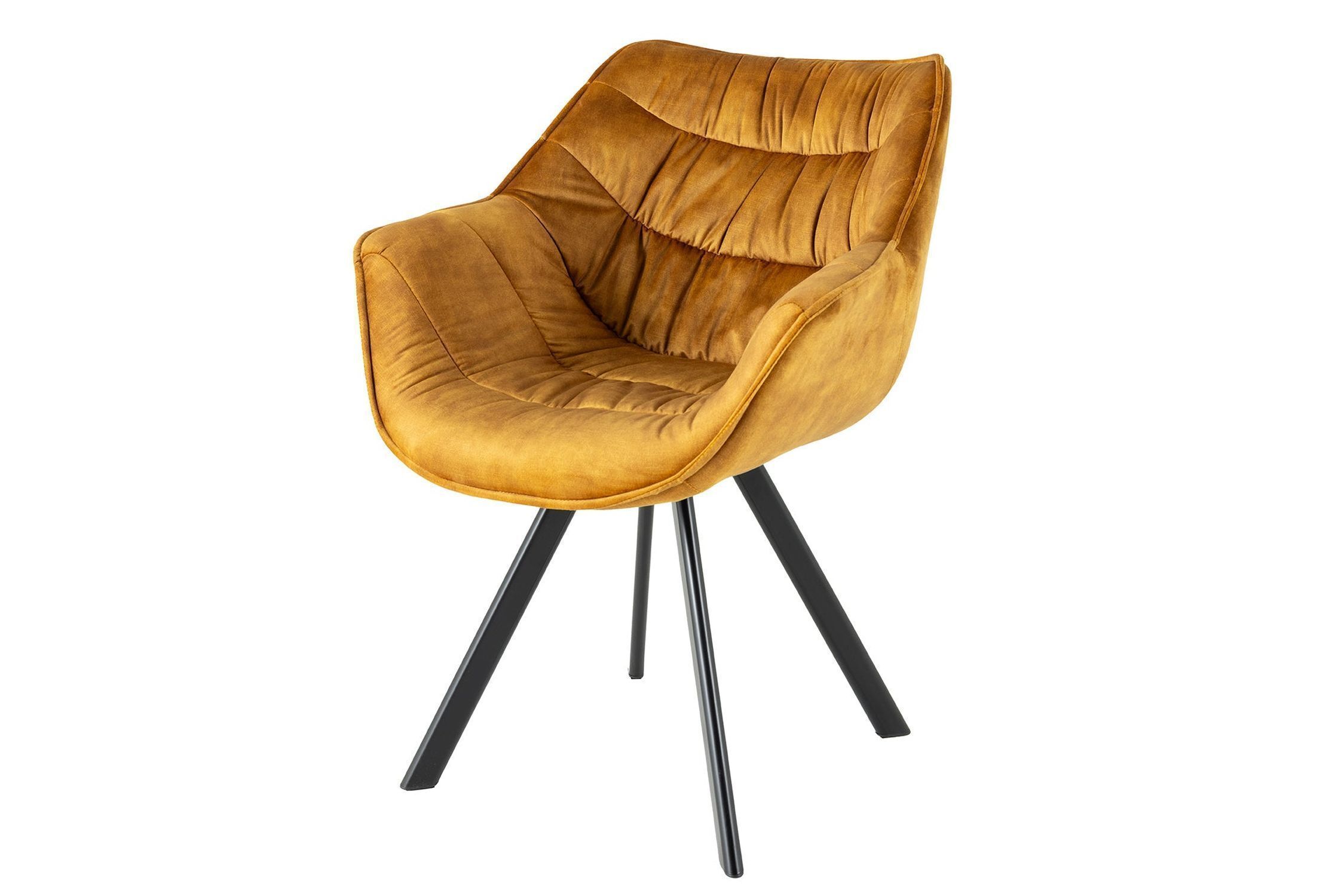 Chaise de salle à manger velours métal jaune noir avec accoudoirs Moebel, Stuhl, Holz