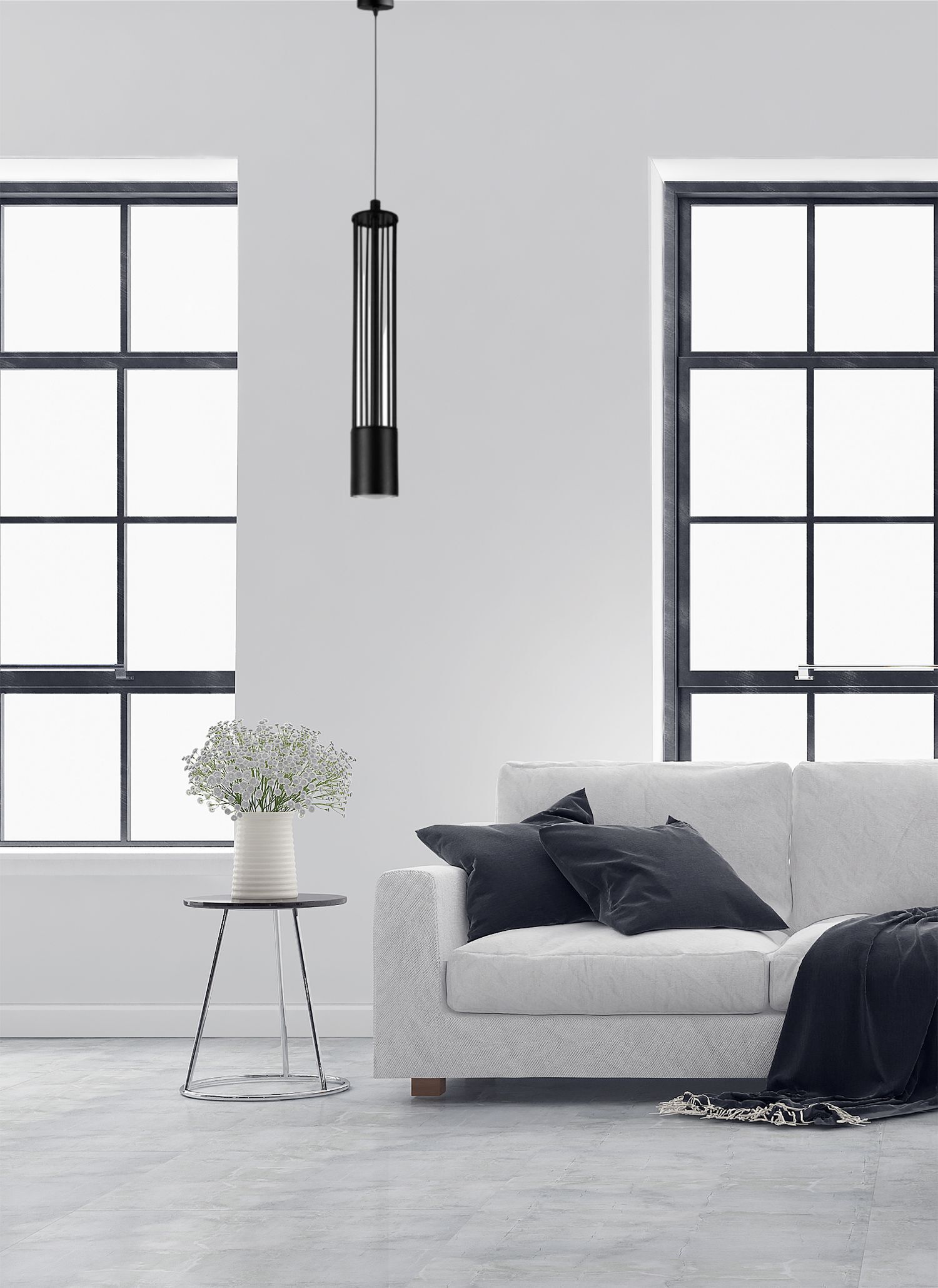Lampe à suspendre décorative en métal GU10 Ø10 cm rond noir