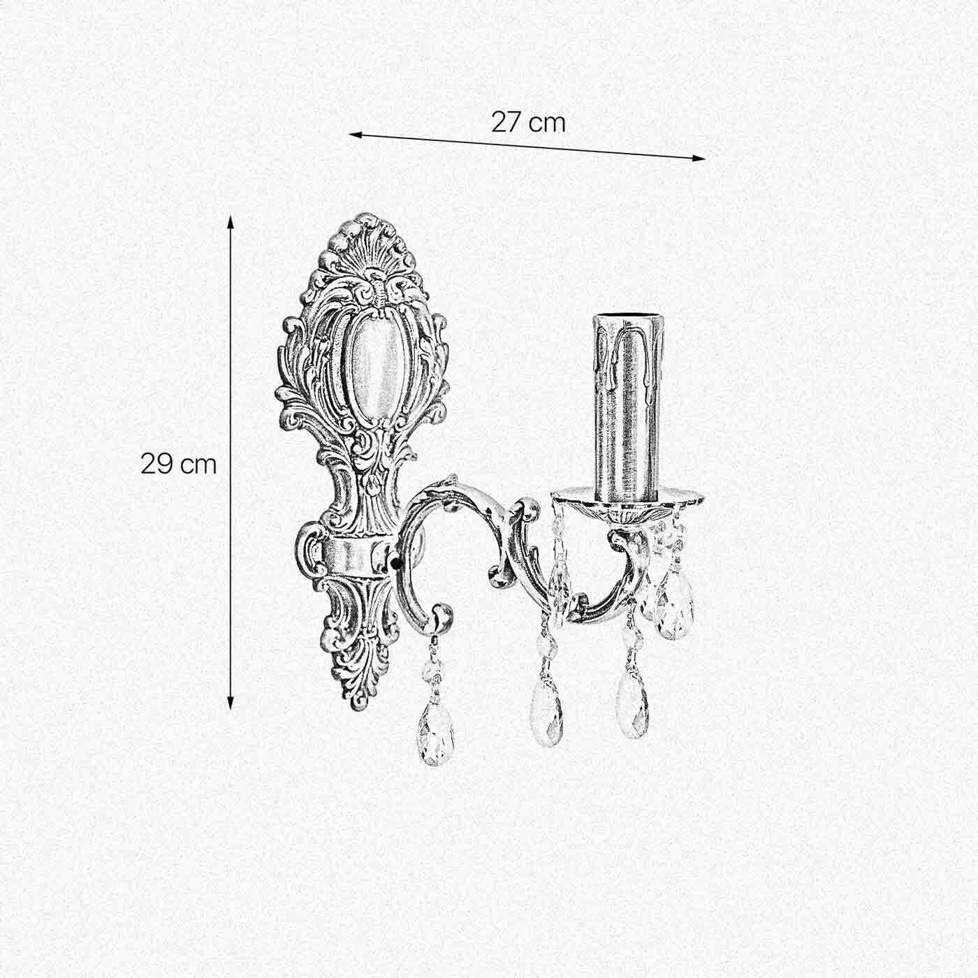 Applique murale laiton cristal H : 29 cm E14 massif en bronze