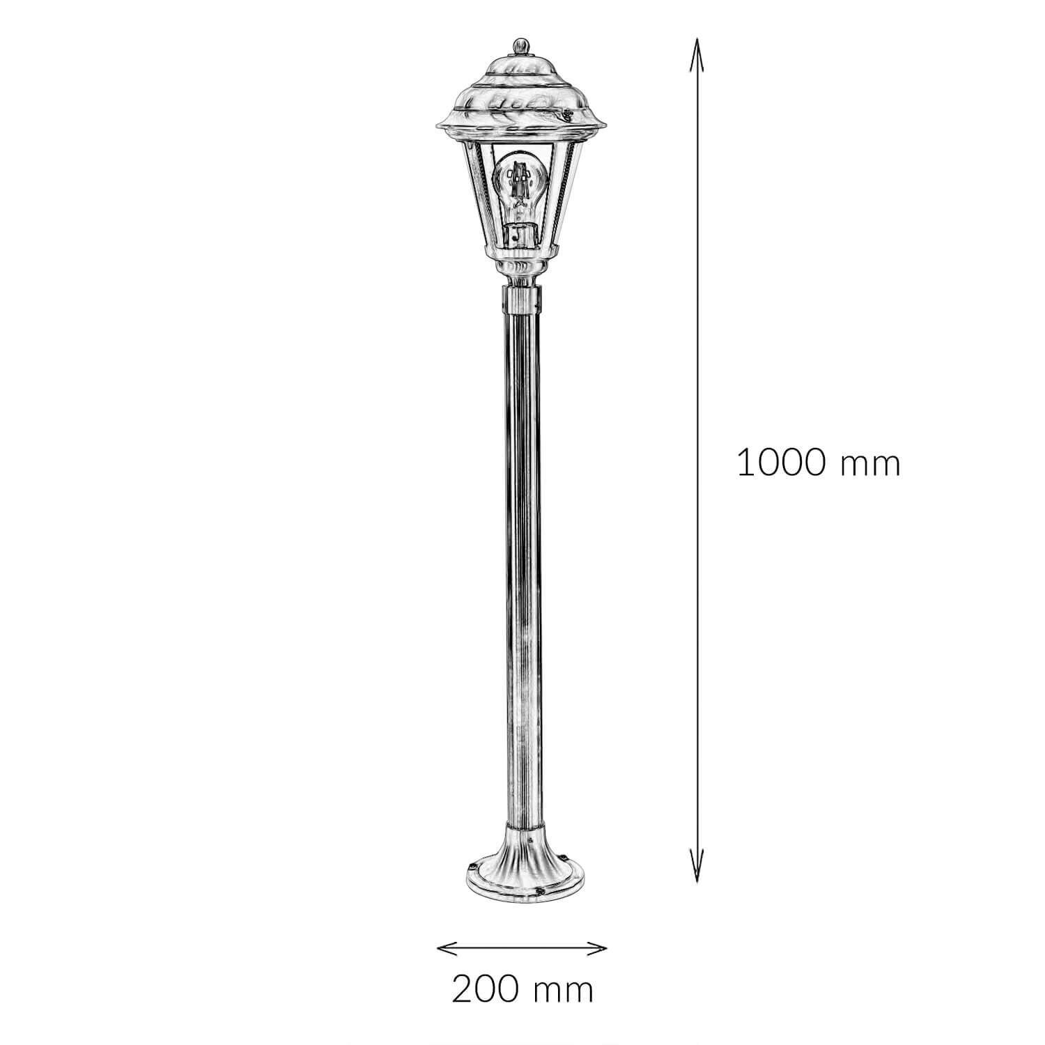 Lampe d'allée en laiton gris 100 cm E27 Rustique E27