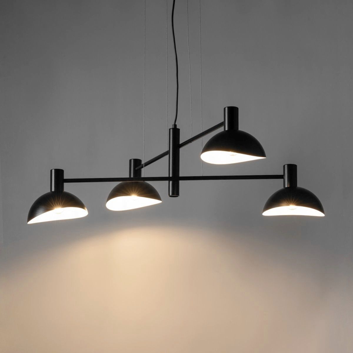 Suspension noir blanc métal L:90 cm 4-flamme E14