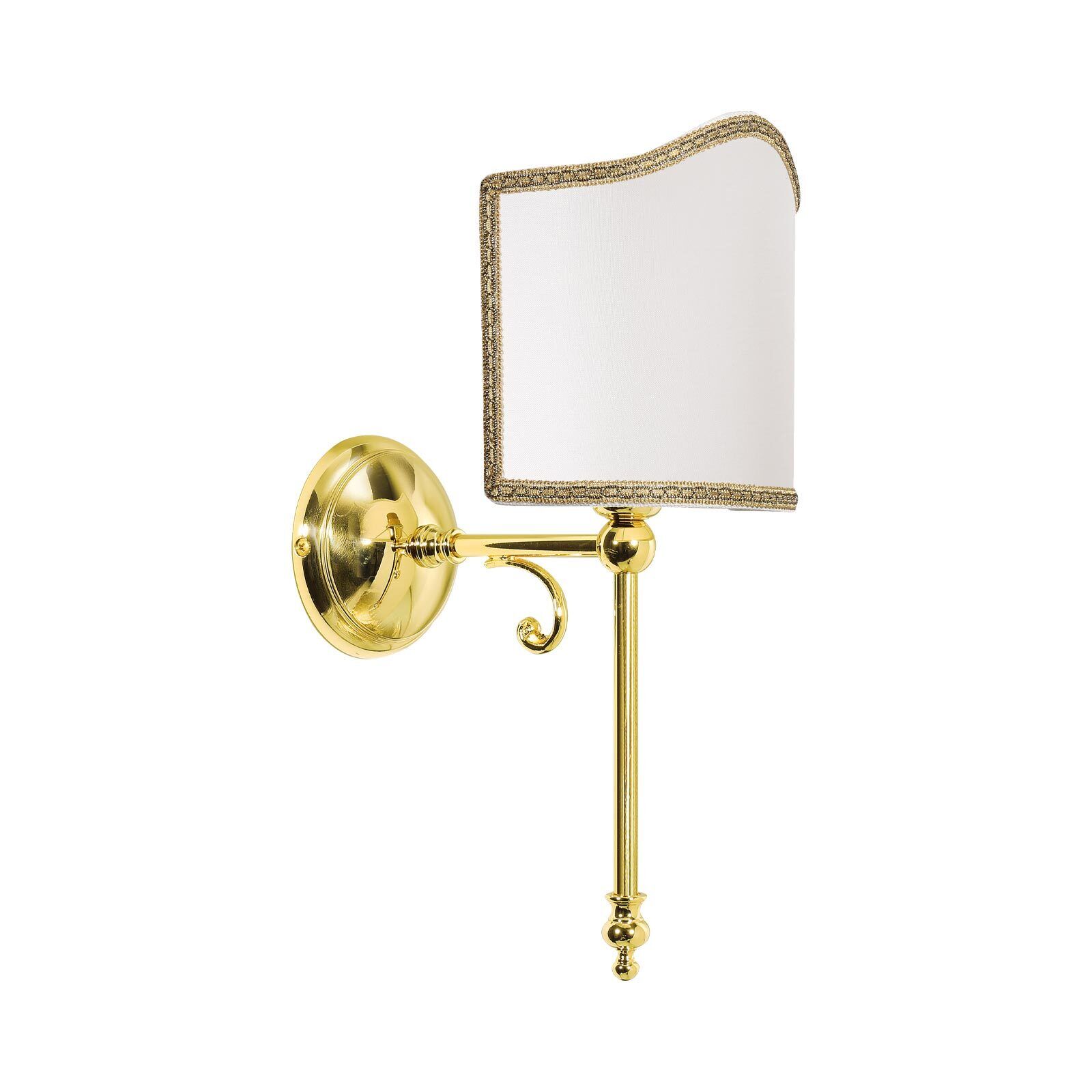 Applique E14 laiton poli tissu blanc Classique