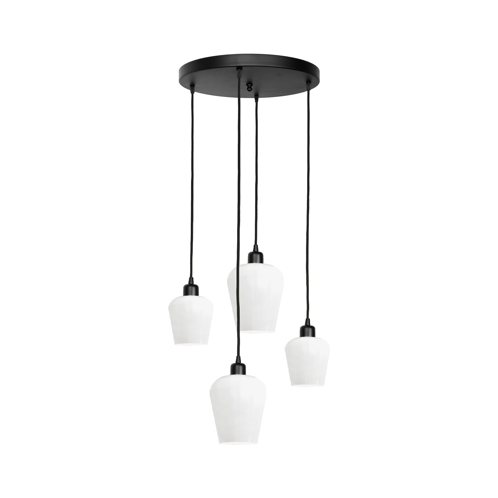 Lampe à suspendre ronde D : 49,5 cm verre laiton fer noir blanc
