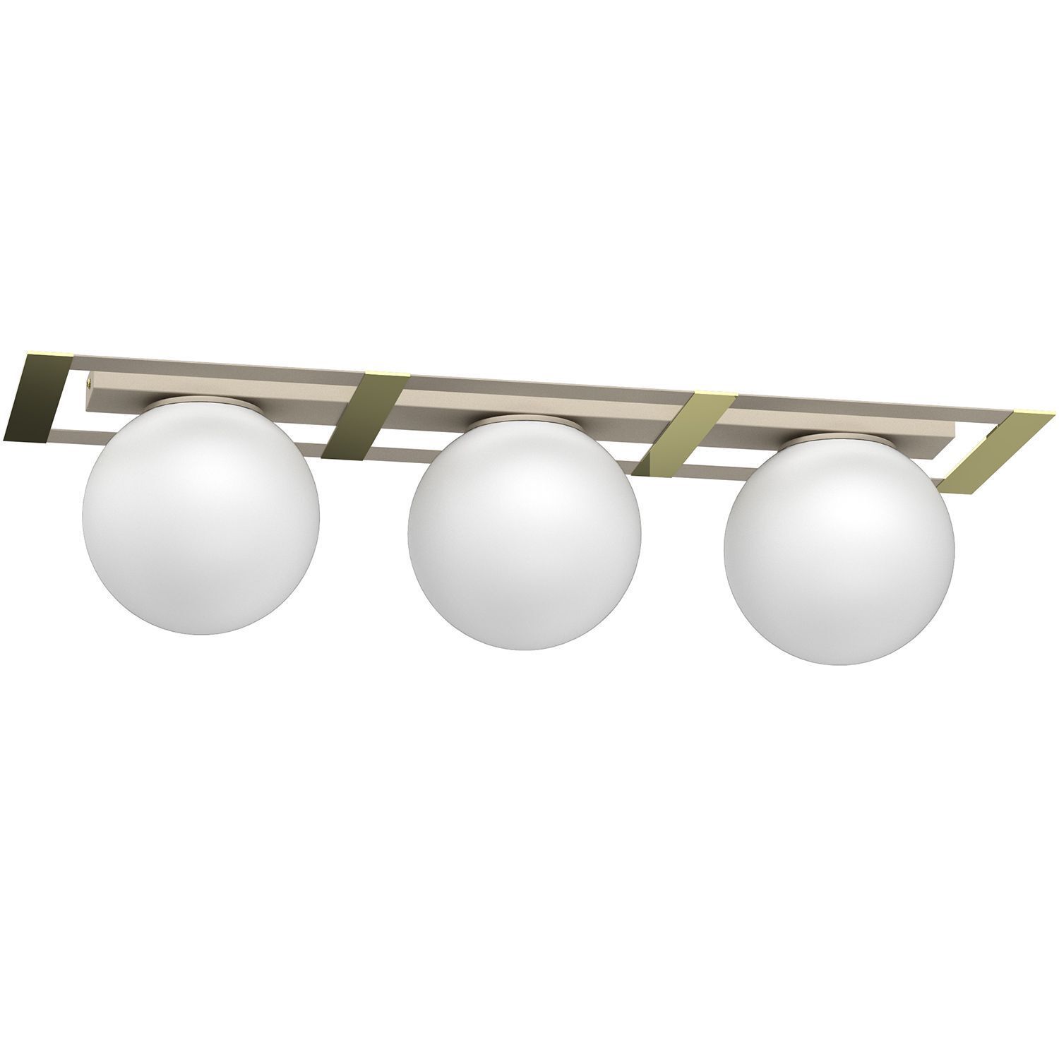 Plafonnier Boules de verre Métal beige or E27 L:70 cm