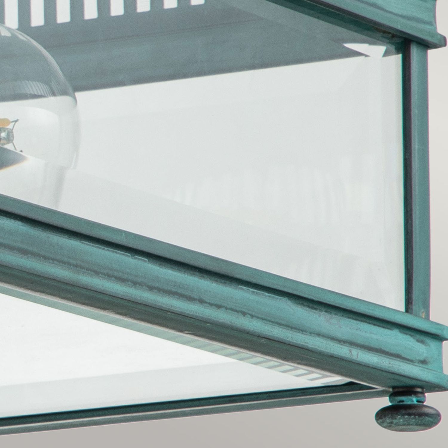 Außenlampe Echt-Messing Glas 30 cm breit IP44 E27 Grün antik glas, laterne, grüner rahmen, glasplättchen, ballon luminant