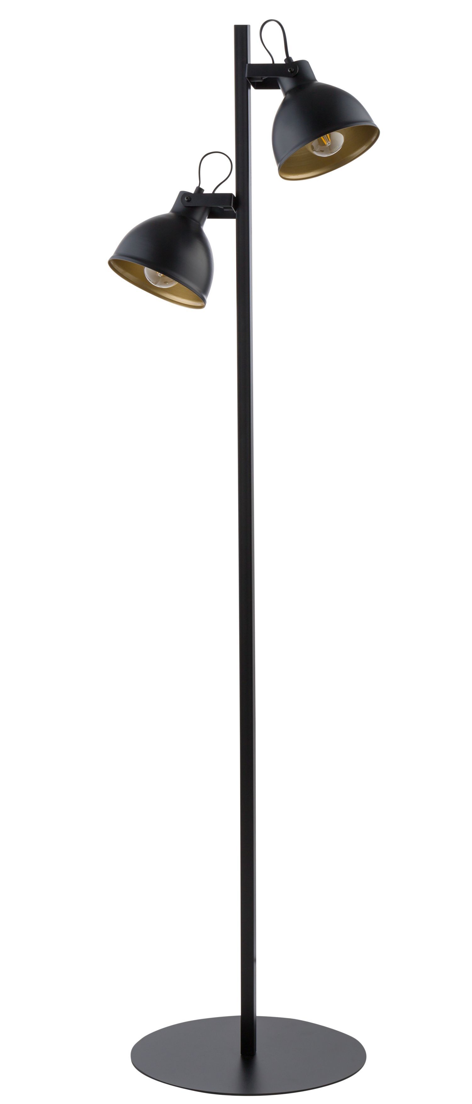 Lampadaire métal noir or E27 150 cm flexible