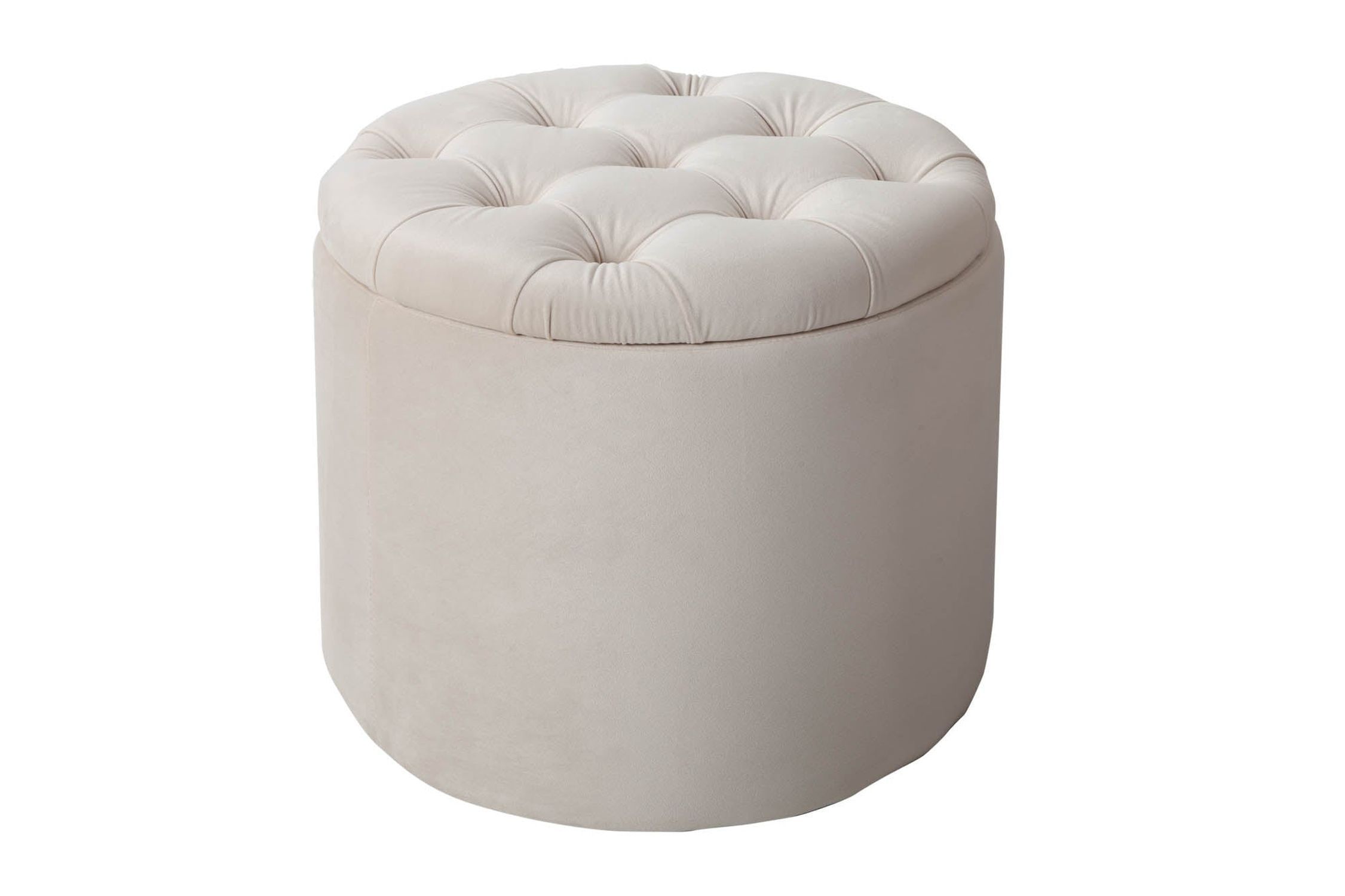Pouf avec espace de rangement Ø 50 cm Beige en velours métal