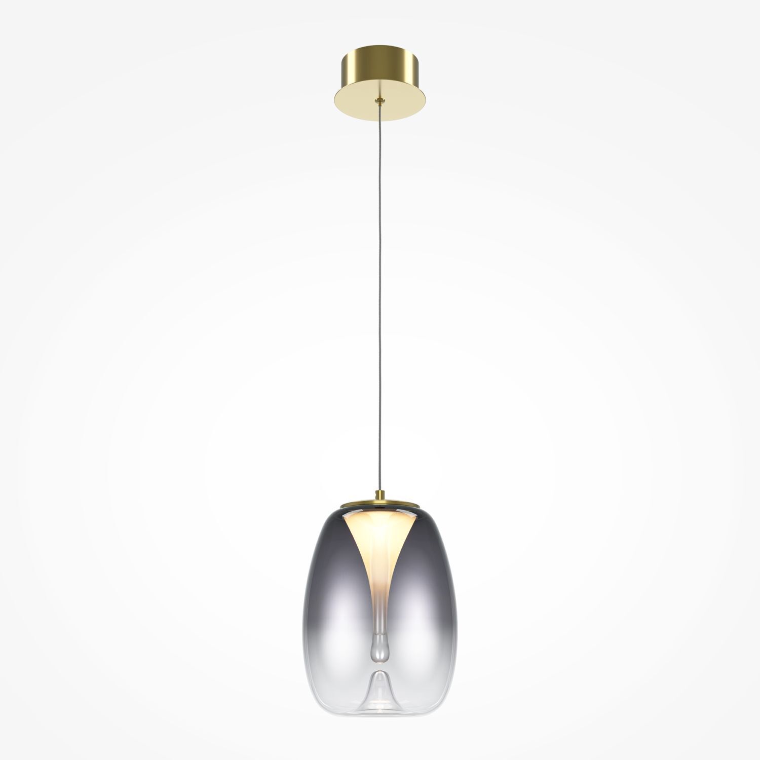 Lampe LED à suspendre verre fumé aluminium blanc chaud 3000 K ronde