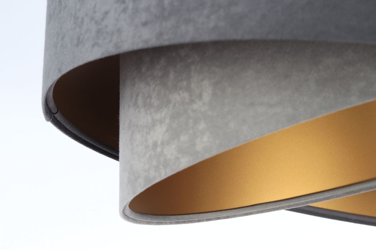 Suspension ronde D : 50 cm Gris Or E27 Abat-jour en tissu Lampe, Lampenschirm