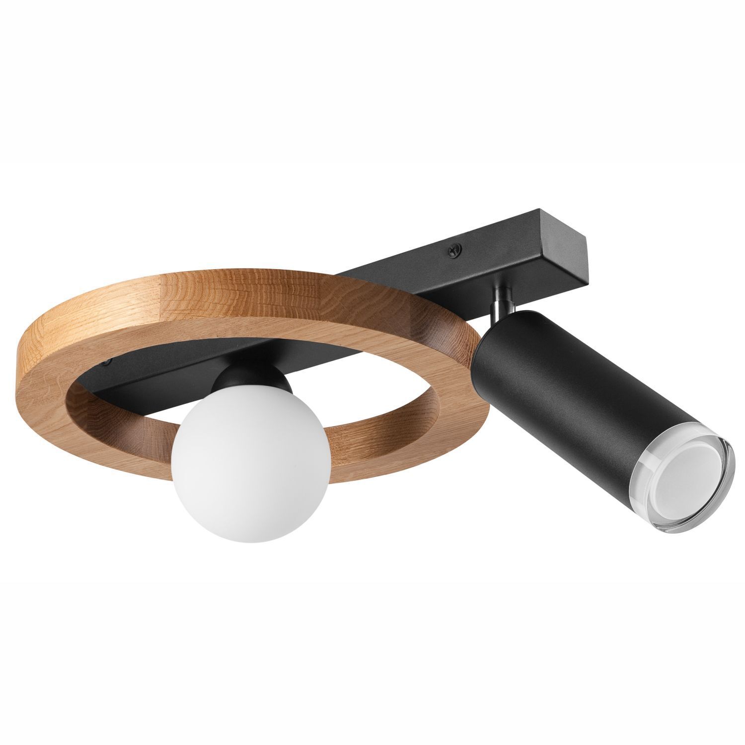 Plafonnier flexible acier bois verre G9 noir blanc