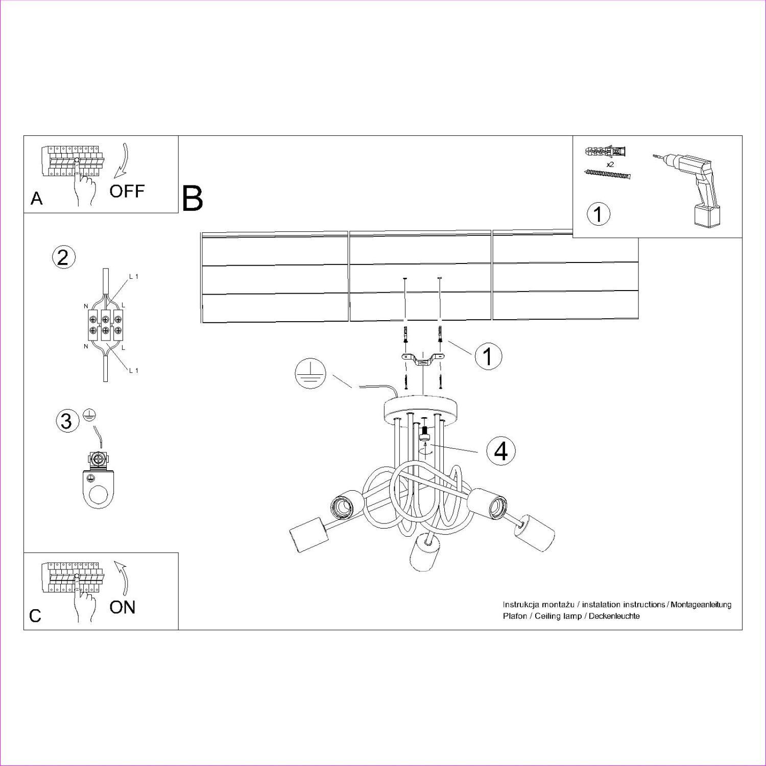 decke lamp, Mehrarmig, Kabel, Deckenleuchte, Bauanleitung