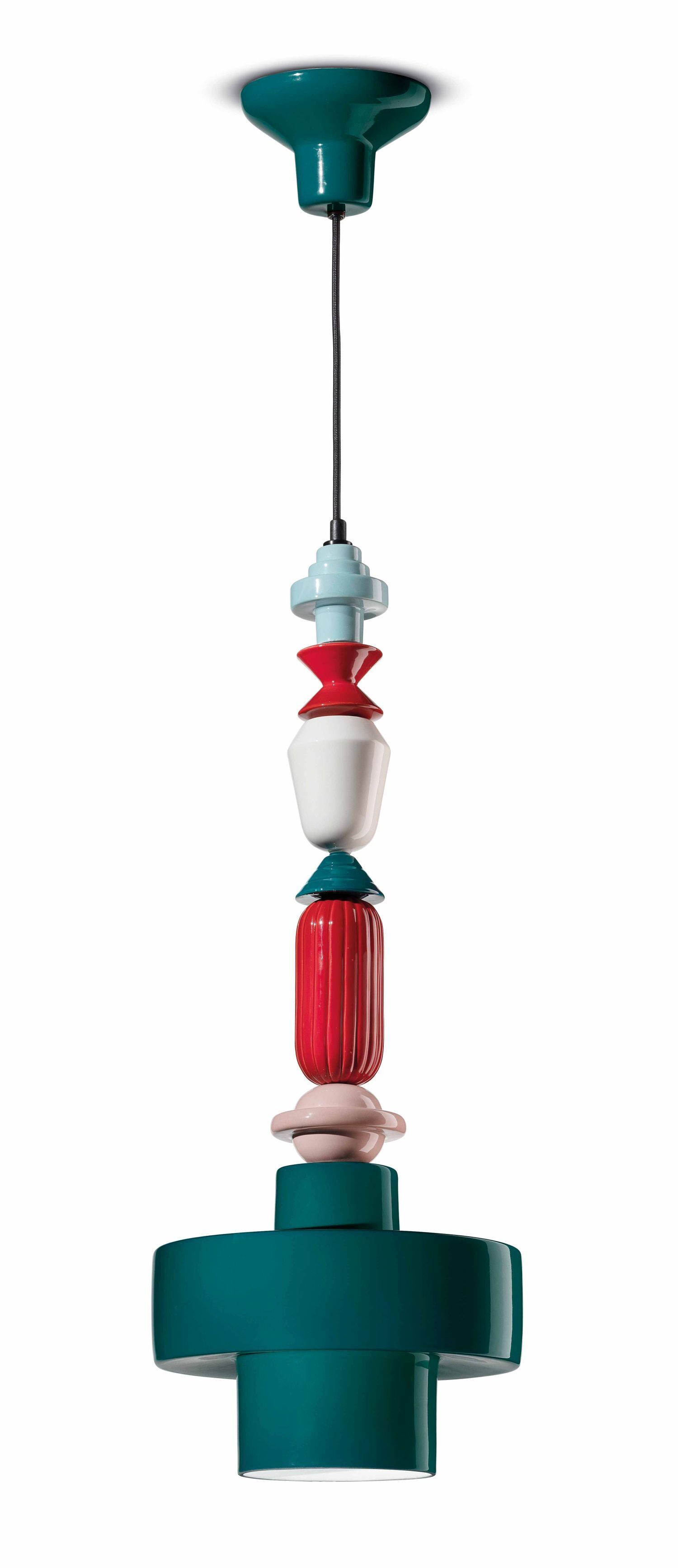 Lampe à suspendre céramique pétrole multicolore E27 Design rétro SILVIA