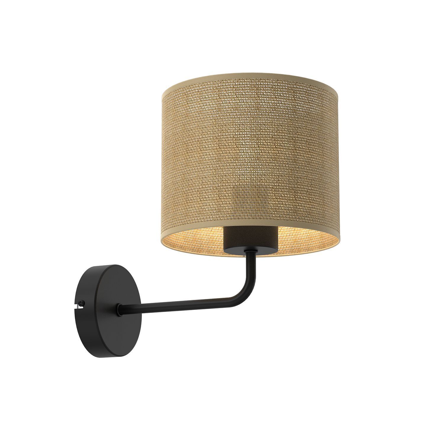 Applique Jute Métal Noir P:26 cm E27 faible éblouissement