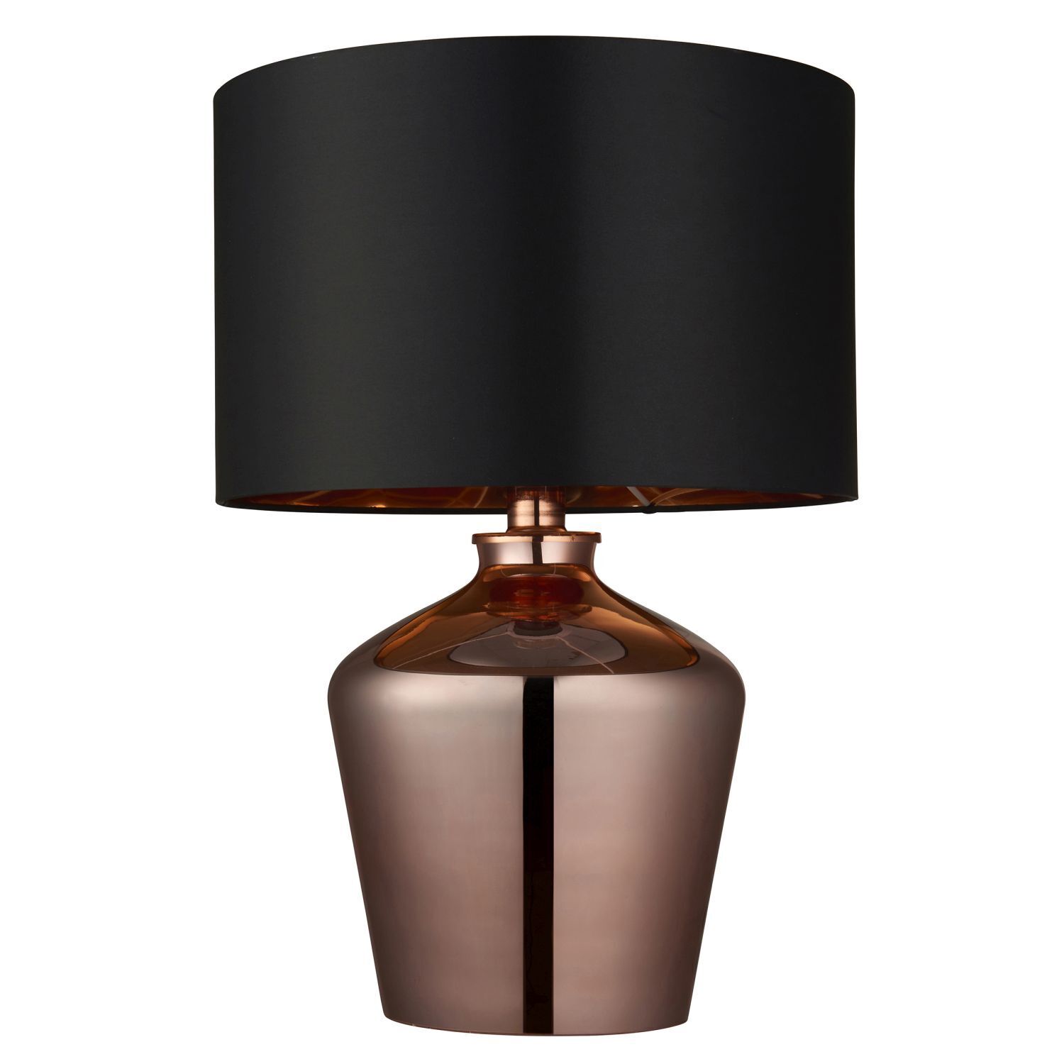 Lampe de table verre tissu 47 cm de haut en cuivre noir E27