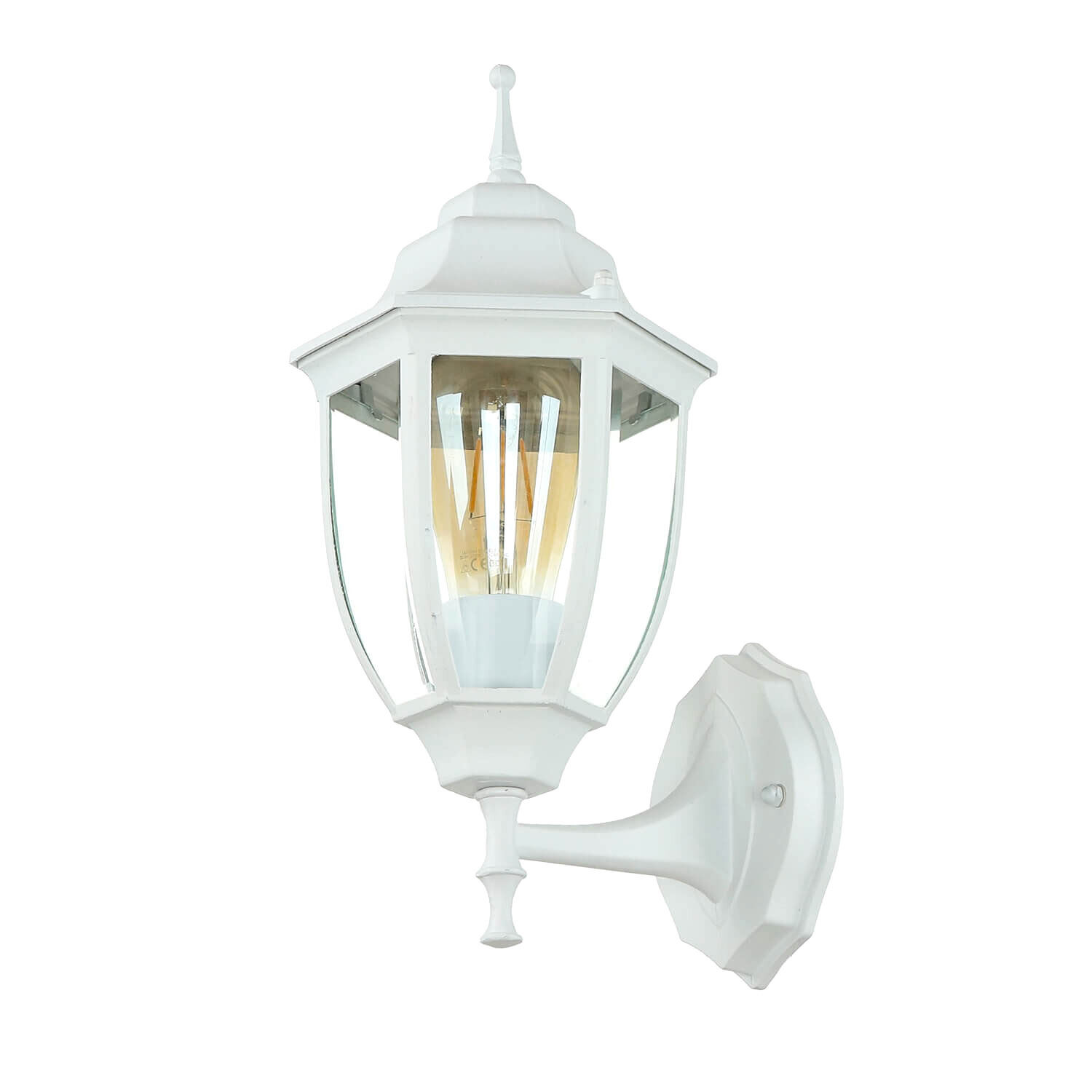 Weiße Außenwandlampe rustikale Laterne LYON H:35,5cm Außenlampe, Wandleuchte, Gartenlampe, Laterneform, Weiß