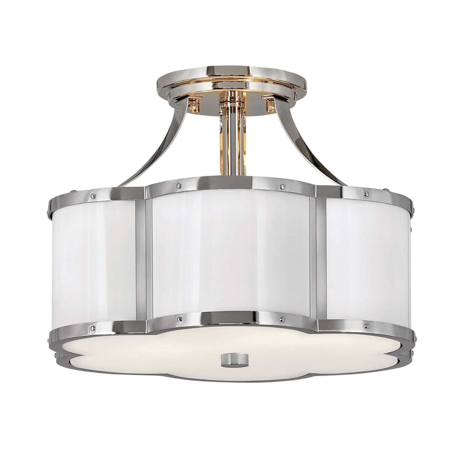 Plafonnier à faible éblouissement E27 nickel blanc en métal verre