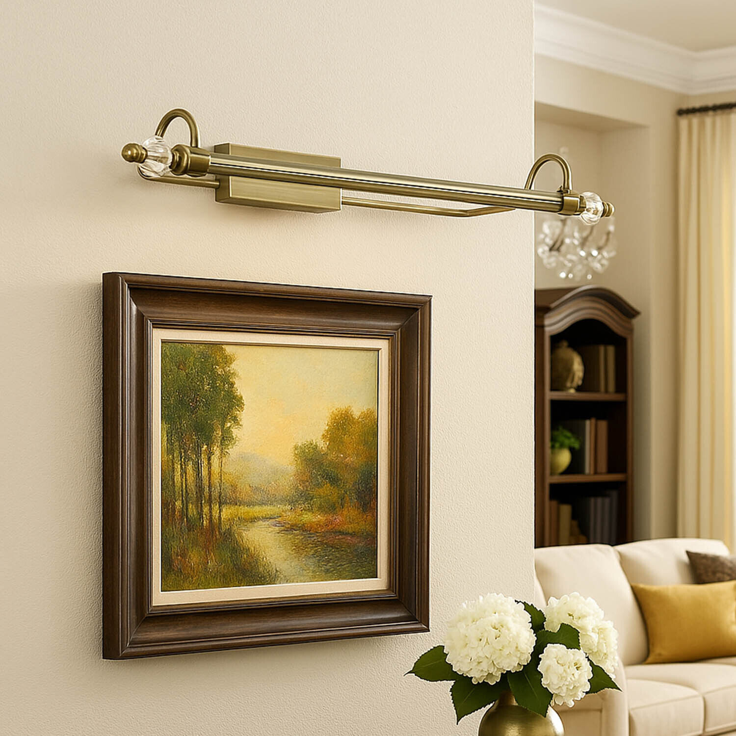 Lampe à tableau LED métal art nouveau 8W 79,5cm long Blume, Pflanze