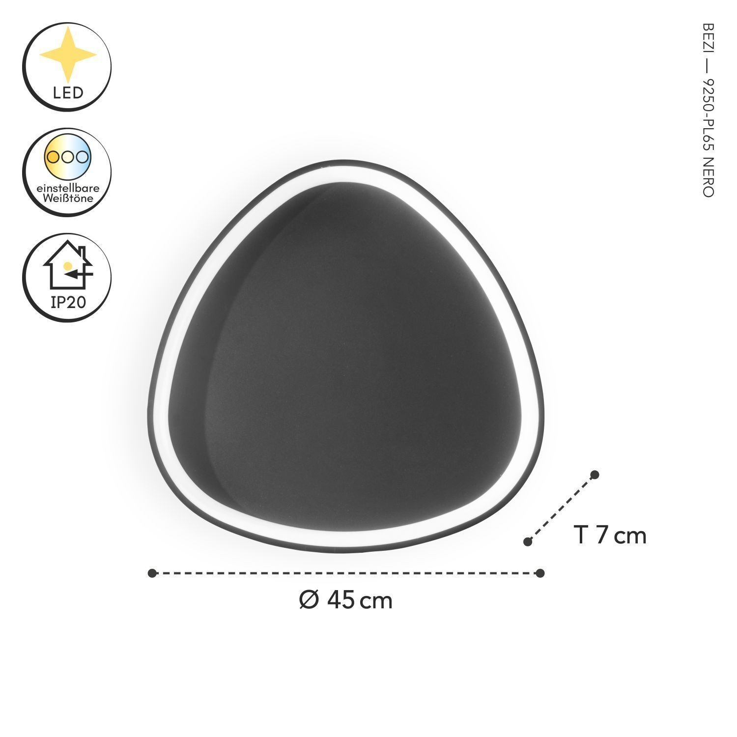 Lautsprecher, Wandlampe, LED-Lichtkante, rundes Panel, Durchmesser 45 cm