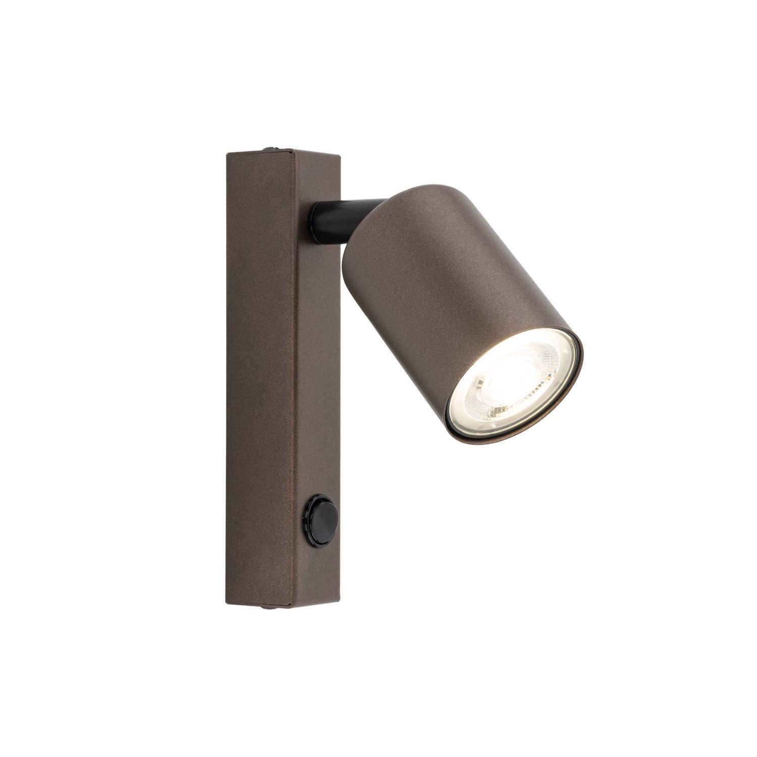 Spot mural en métal avec interrupteur brun GU10 orientable H : 22 cm
