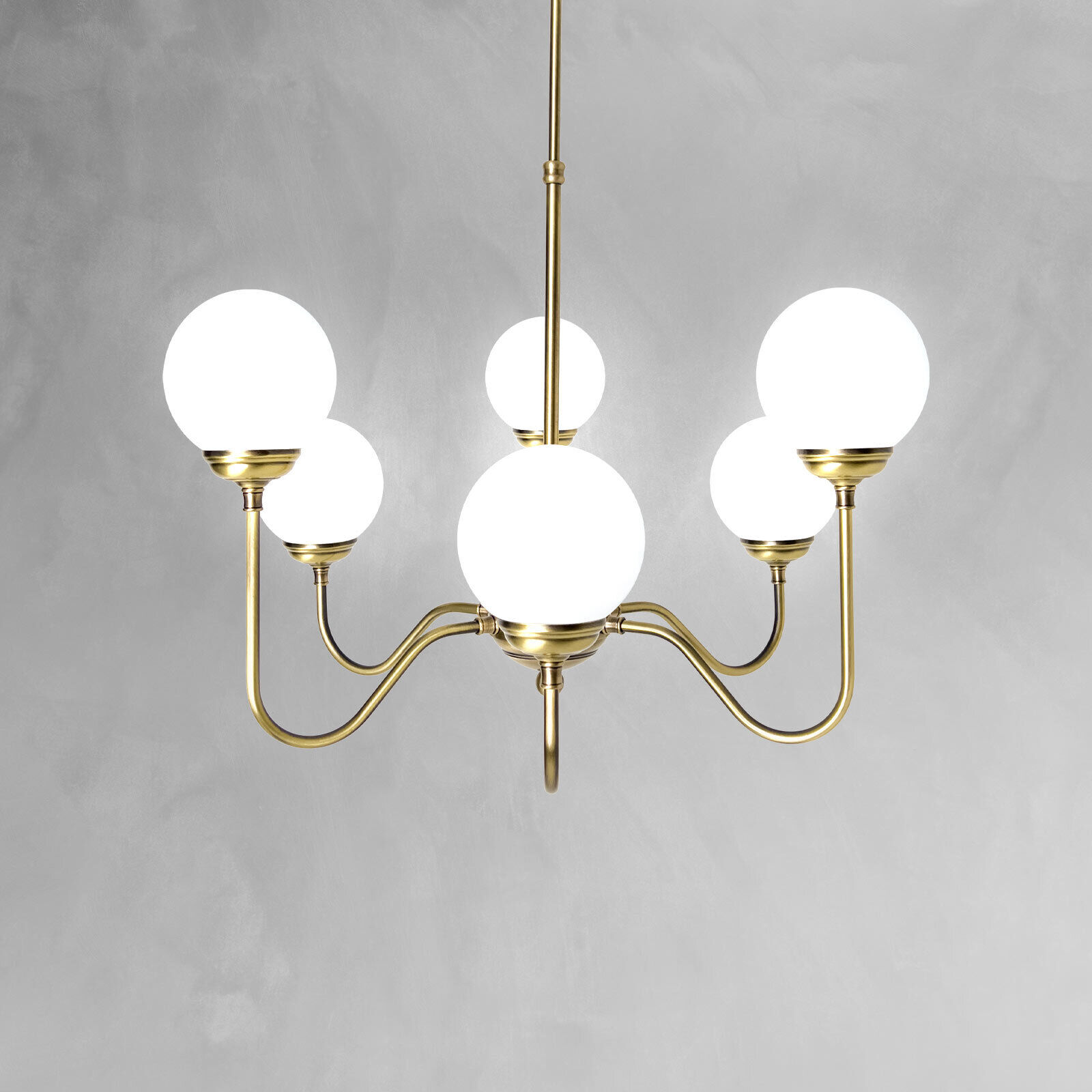 Lustre 6 flammes E14 en bronze clair brillant blanc