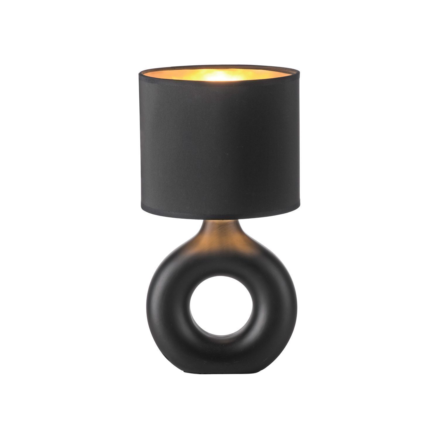 Lampe de table céramique tissu 30 cm E27 noir or Moderne