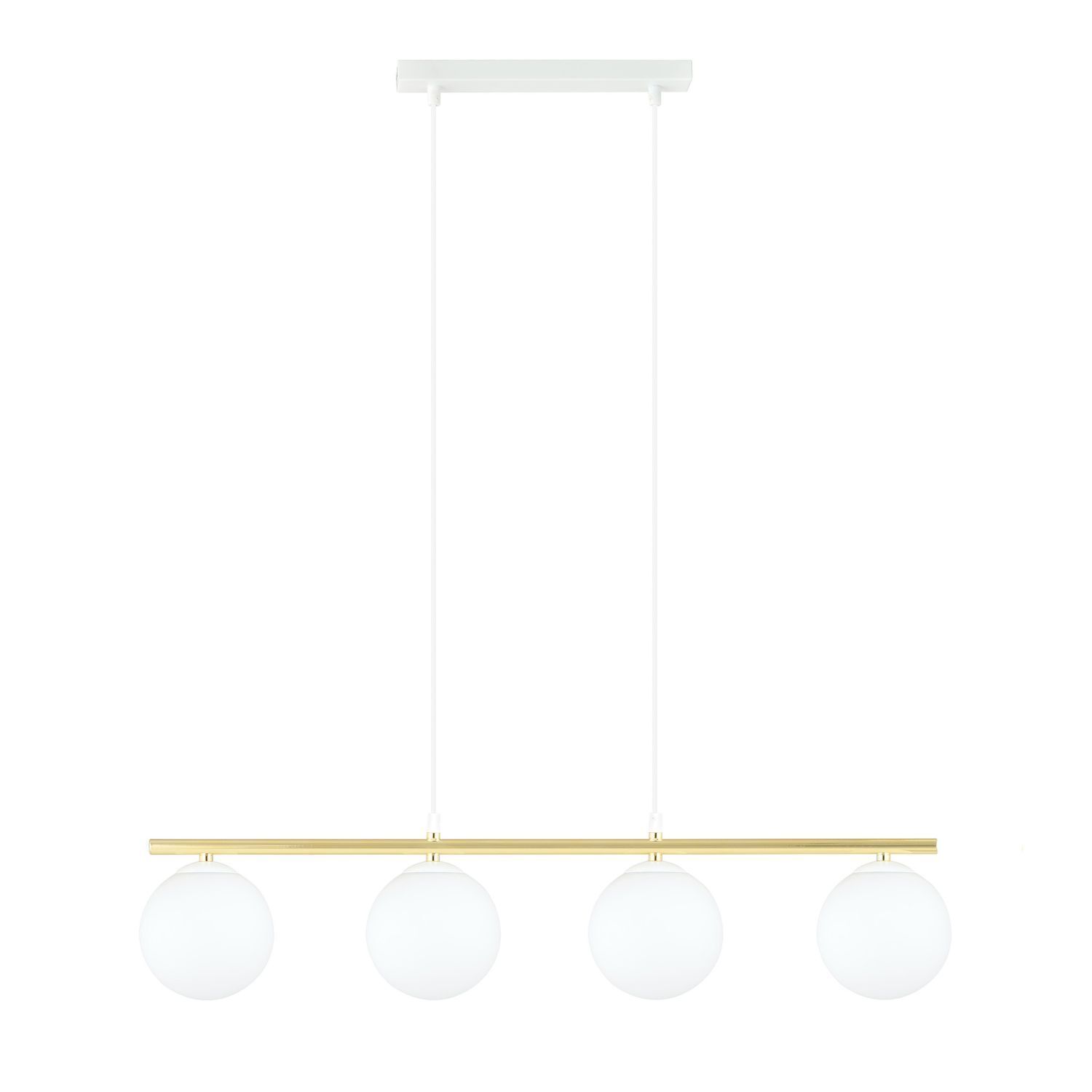 Suspension E14 blanc or Abat-jour sphérique verre métal