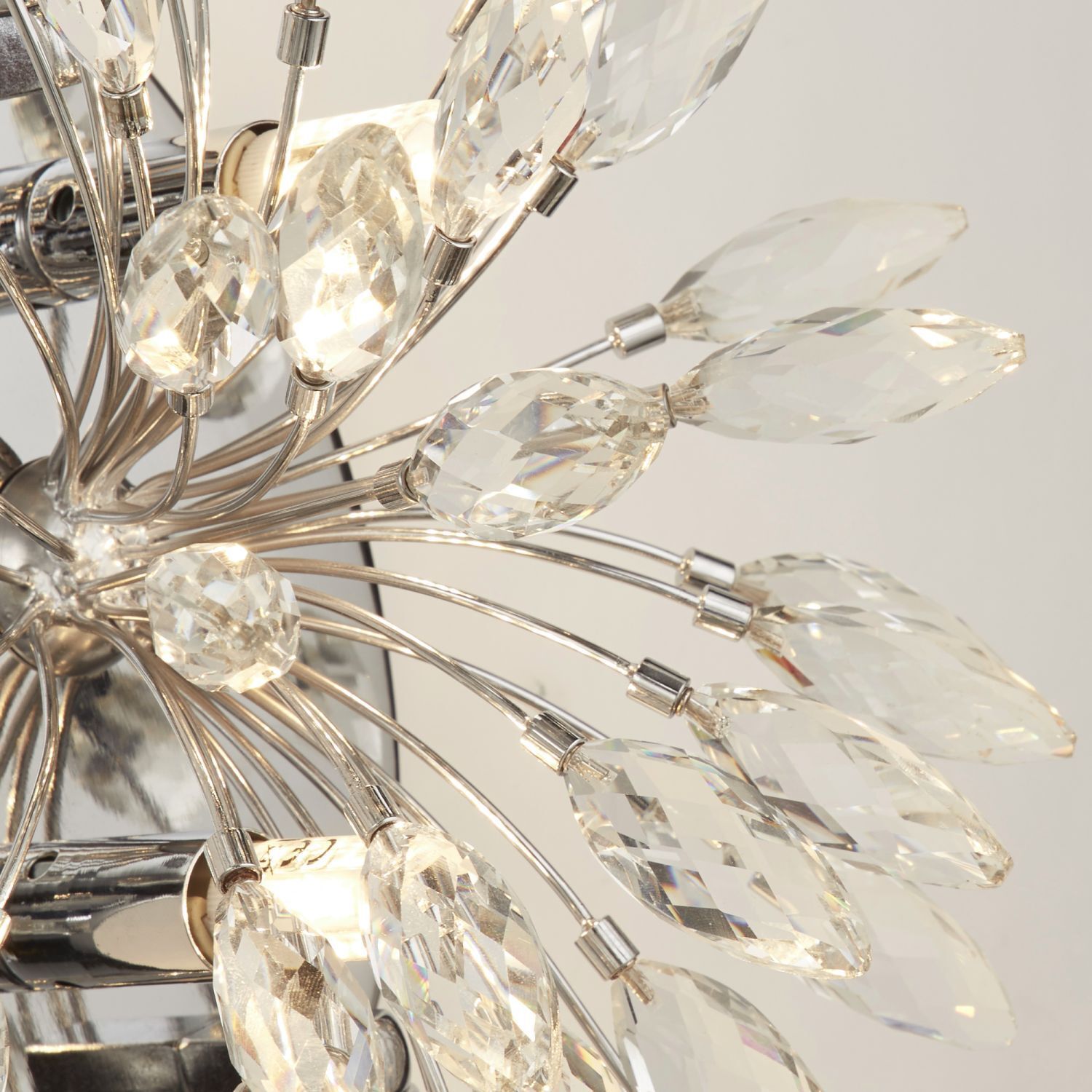 Lampe murale cristal métal H : 47 cm en chrome clair 4x G9