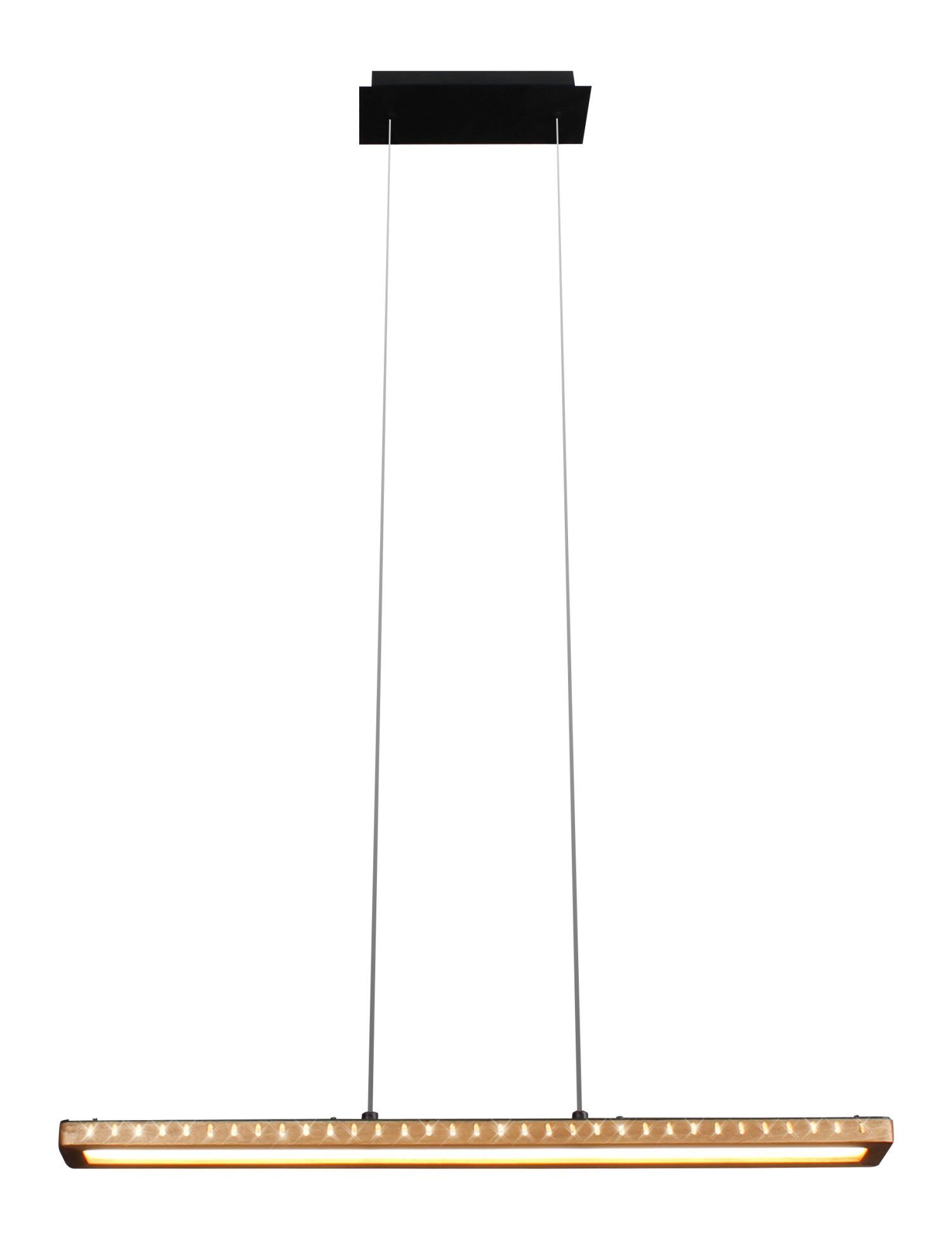 Lange LED Hängelampe Aluminium Holz L:70 cm warmweiß hängende Leuchte, Pendelleuchte, LED-Balken, lineare Leuchte, schwarze Deckenplatte