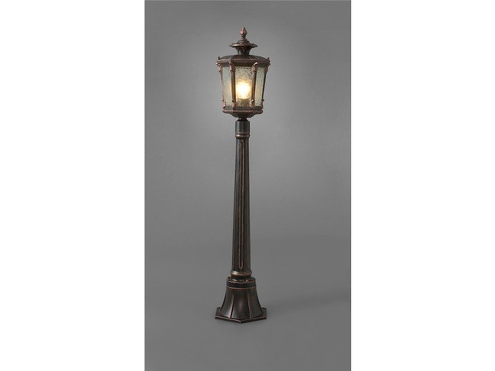 Lampadaire extérieur bronze antique ornement verre E27 AMUR