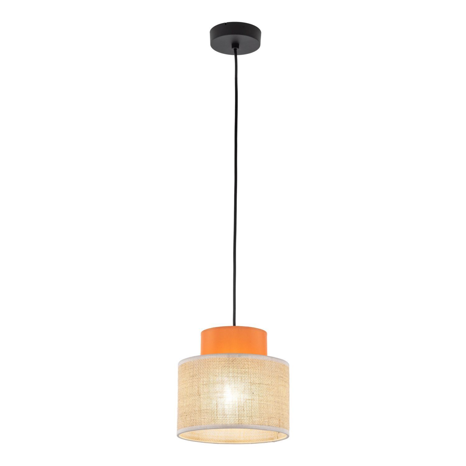 Hängelampe rund Ø 20 cm H: max. 160 cm Retro Jute Stoff E27 Lampe
