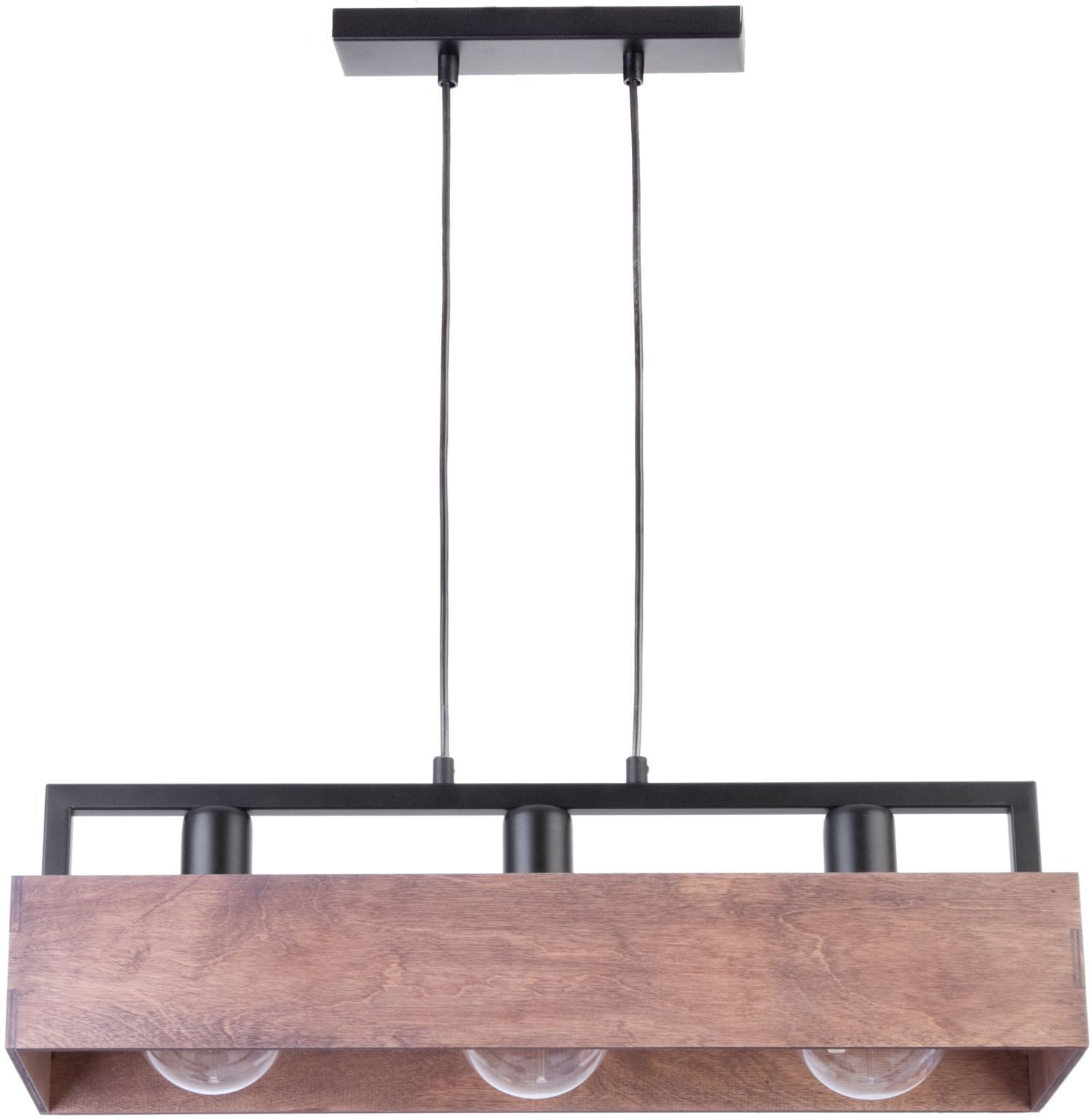 Lampe à suspendre bois métal noir E27 jusqu'à 0,8 m confortable