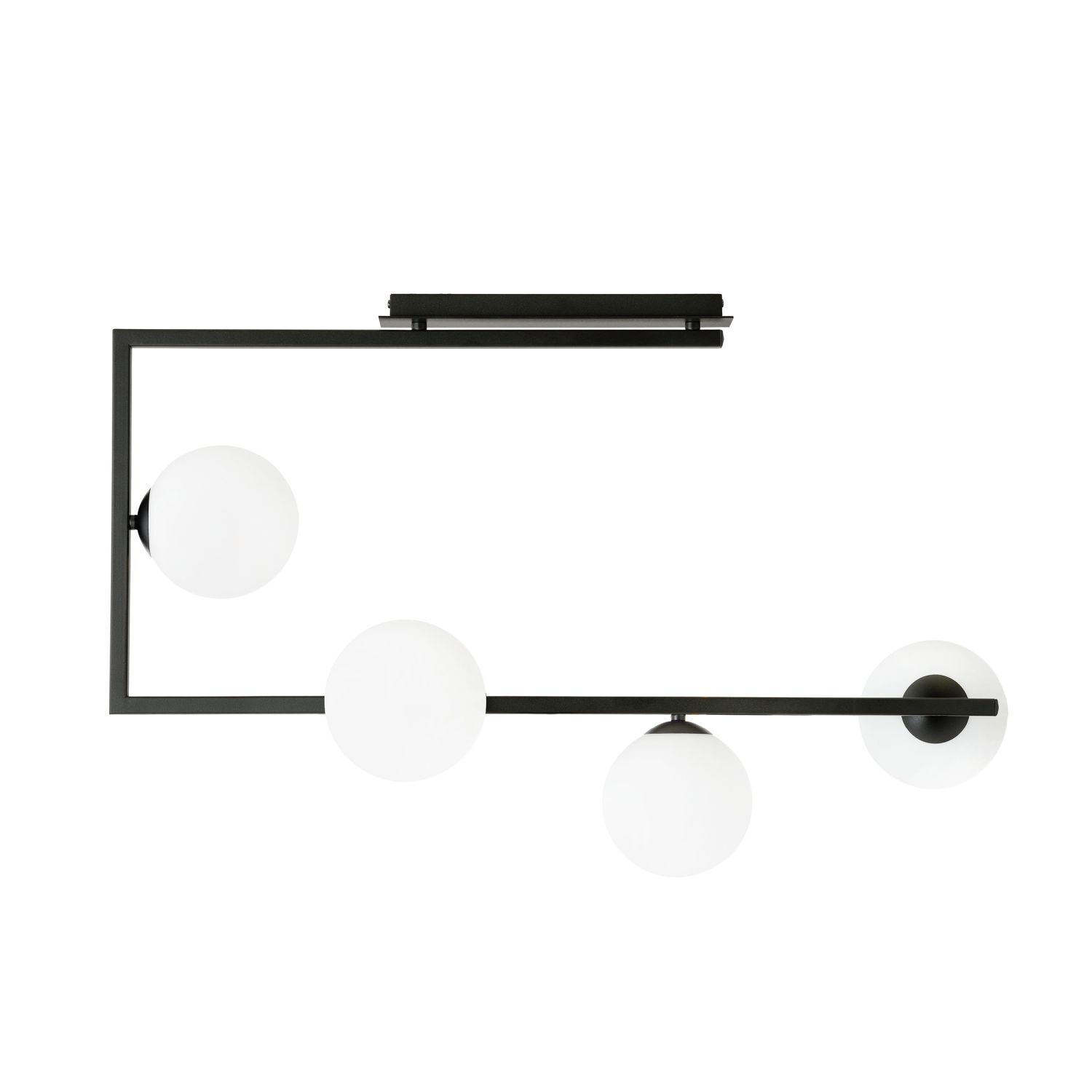 Plafonnier Noir Blanc L : 83 cm H : 55 cm Métal Verre 4x E14 Lampe, Leuchte