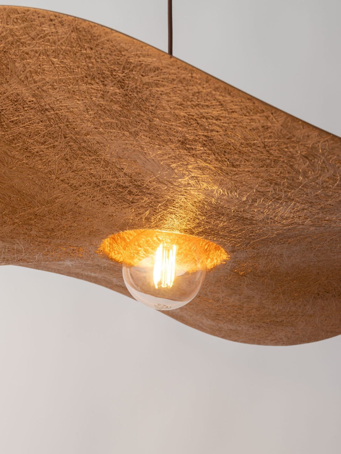 Lampe à suspendre brune cuivre E27 Moderne Abat-jour ondulé