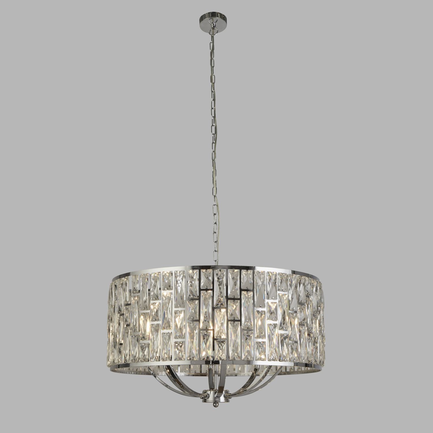 Suspension Art Déco Ø 65 cm rond 8x E14 abat-jour cristal