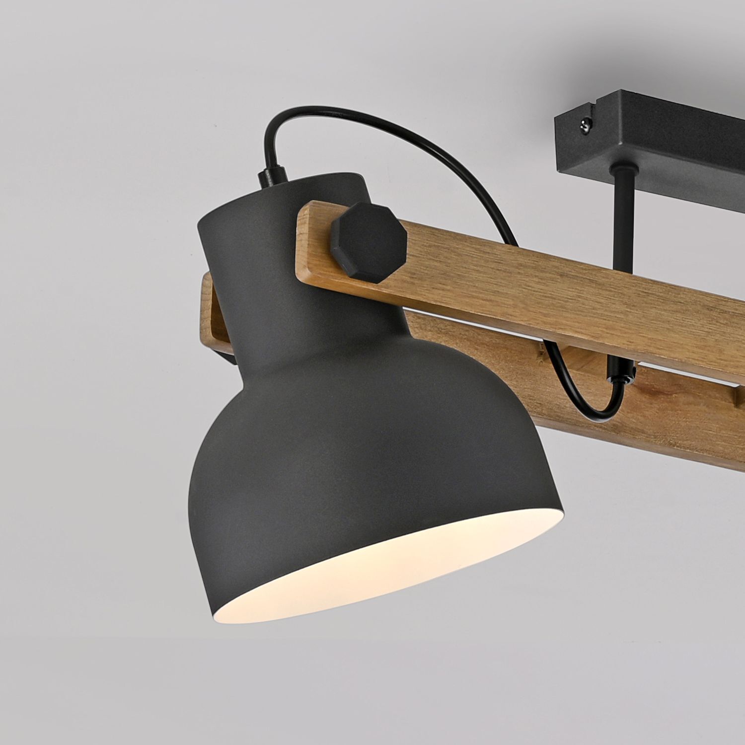 Plafonnier réglable bois métal E27 L:72 cm Lampe