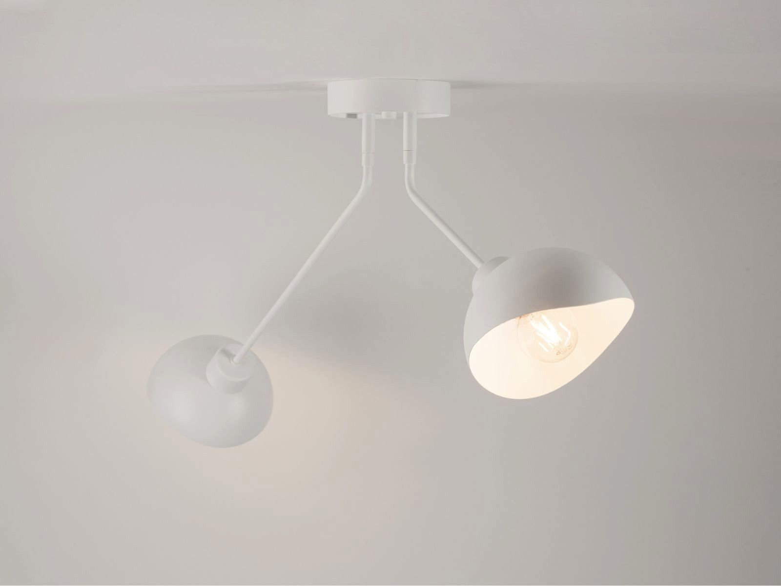 Plafonnier en métal Blanc 2flmg décoratif E27 élégant