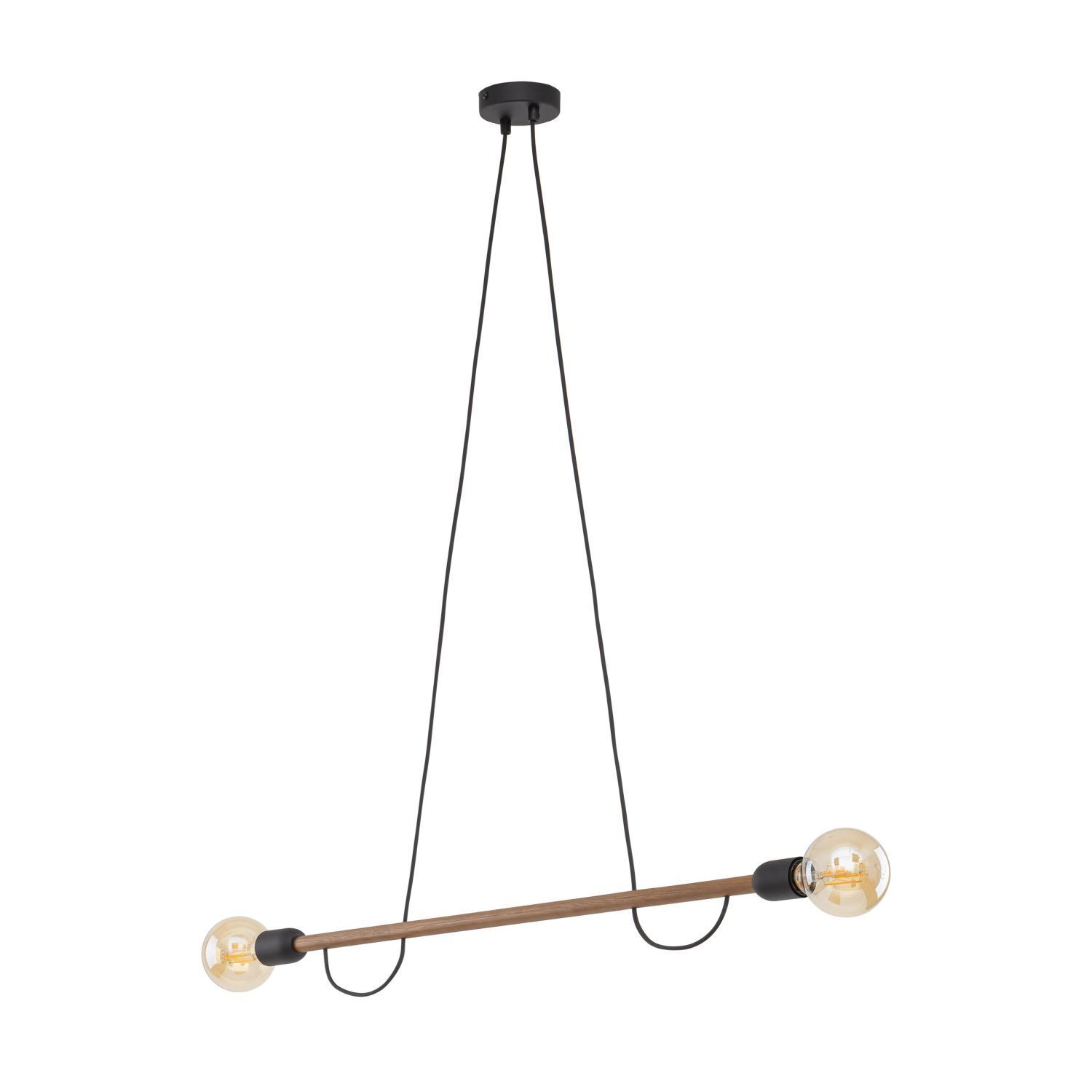 Lampe à suspendre bois métal 93 cm de long H : max. 160 cm 2x E27