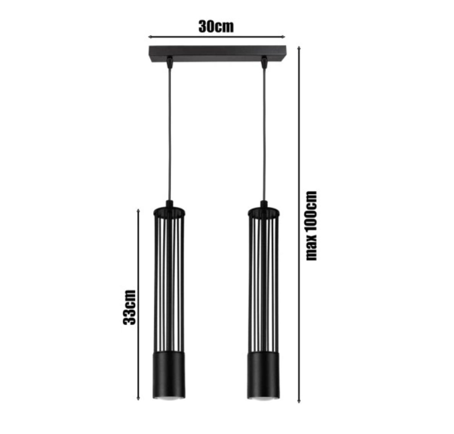 Lampe à suspendre décorative en métal GU10 35 cm de long noir