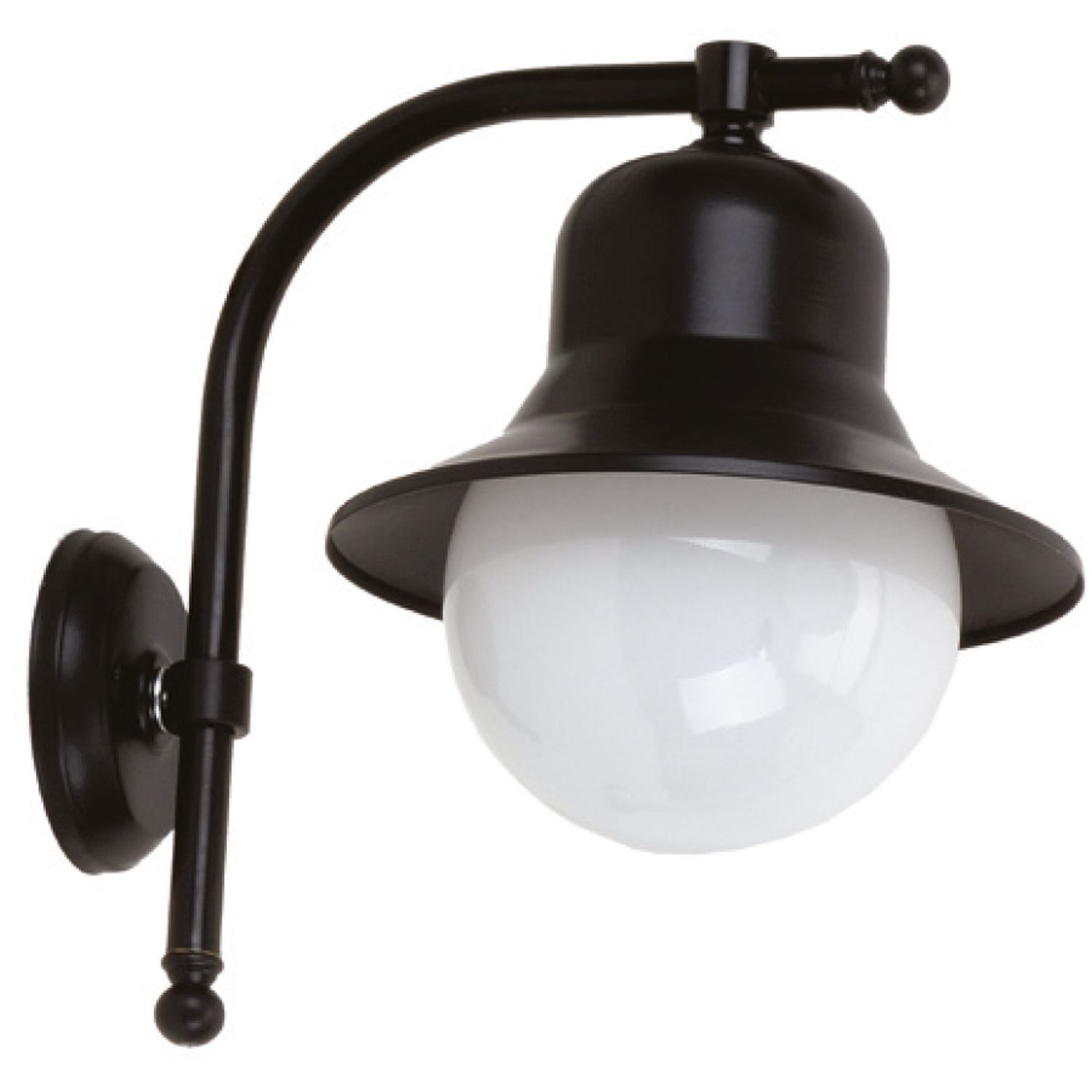 Lampe d'extérieur murale laiton véritable verre H : 30 cm IP23 noir