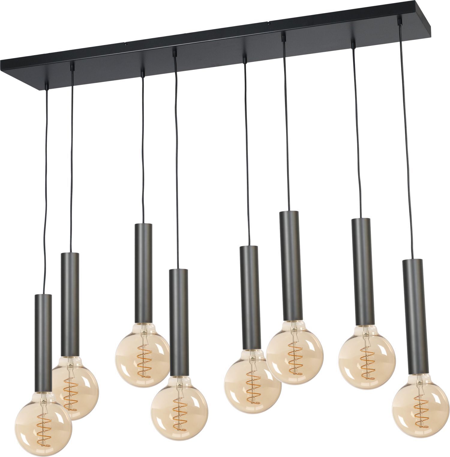 Lampe à suspendre métal noir pour 8x E27 table à manger ESJA