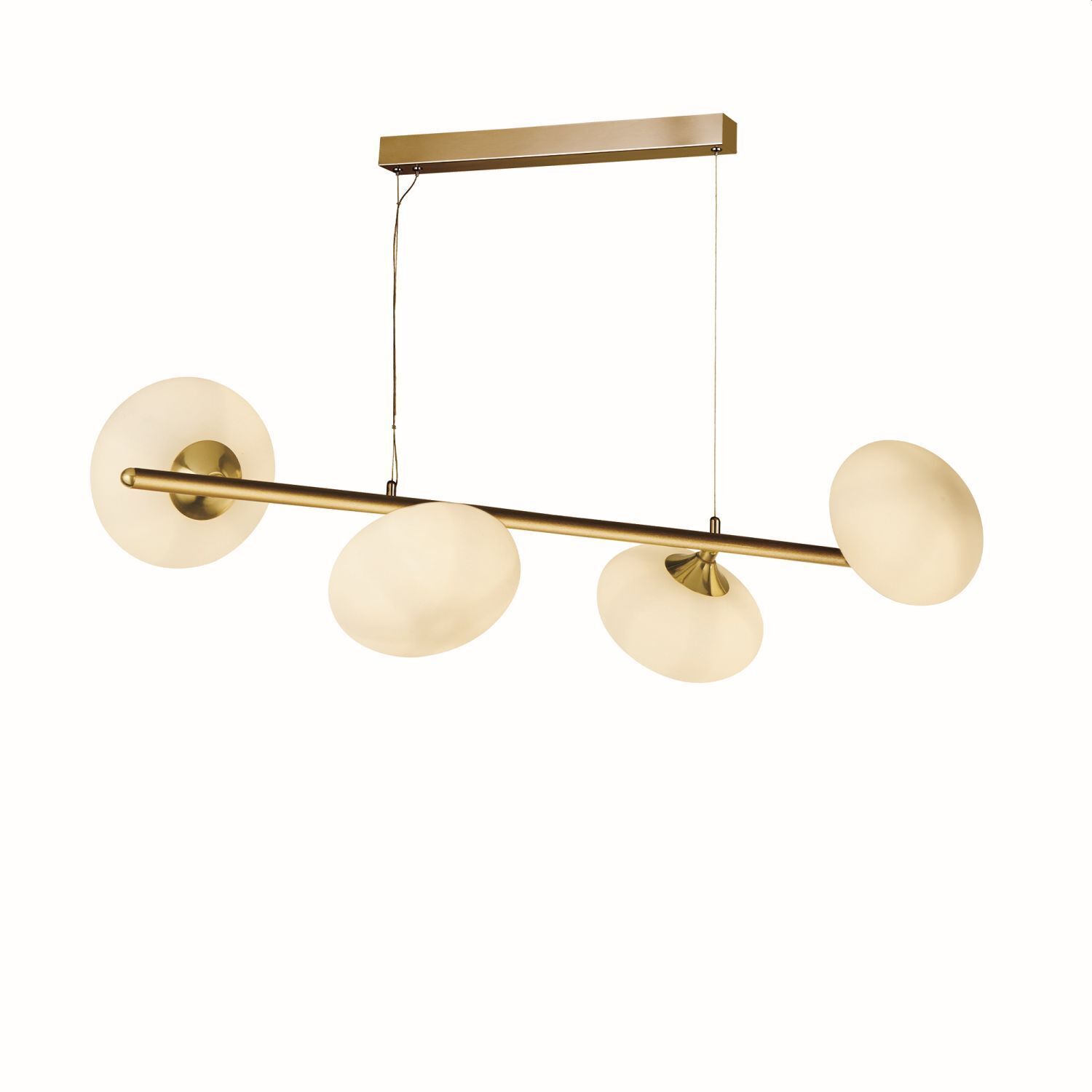 Suspension 4 flammes G9 en laiton mat blanc