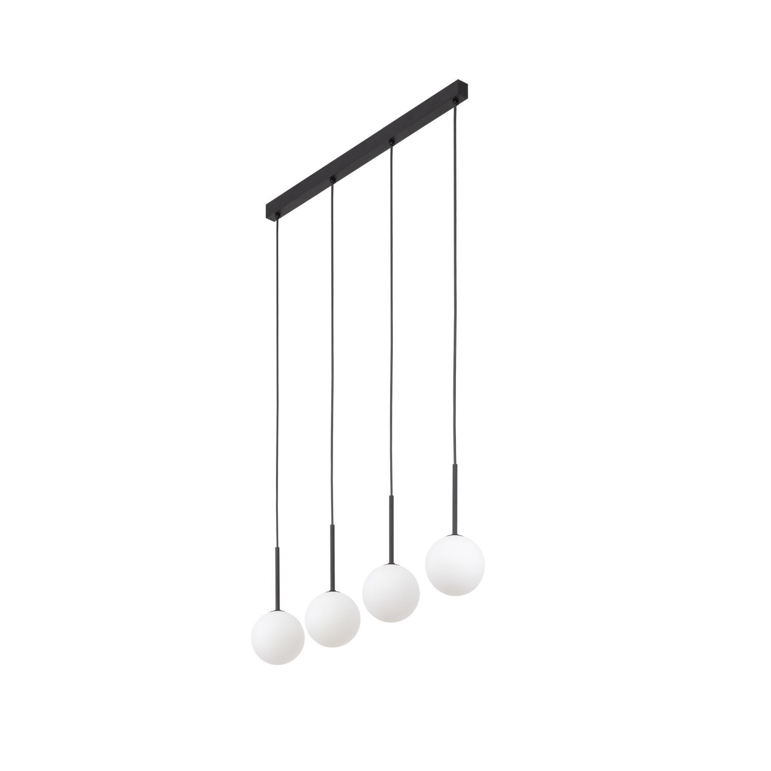 Lampe à suspendre métal verre L : 78 cm noir blanc 4x G9