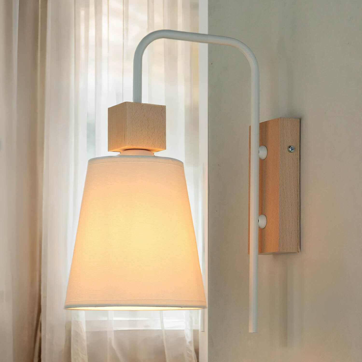 Applique Abat-jour Blanc Bois Scandinave REILLY Lampe