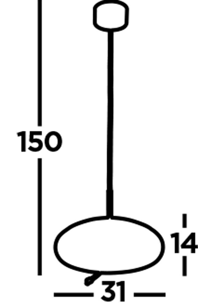 Suspension LED verre métal Ø 31 cm en laiton ambre