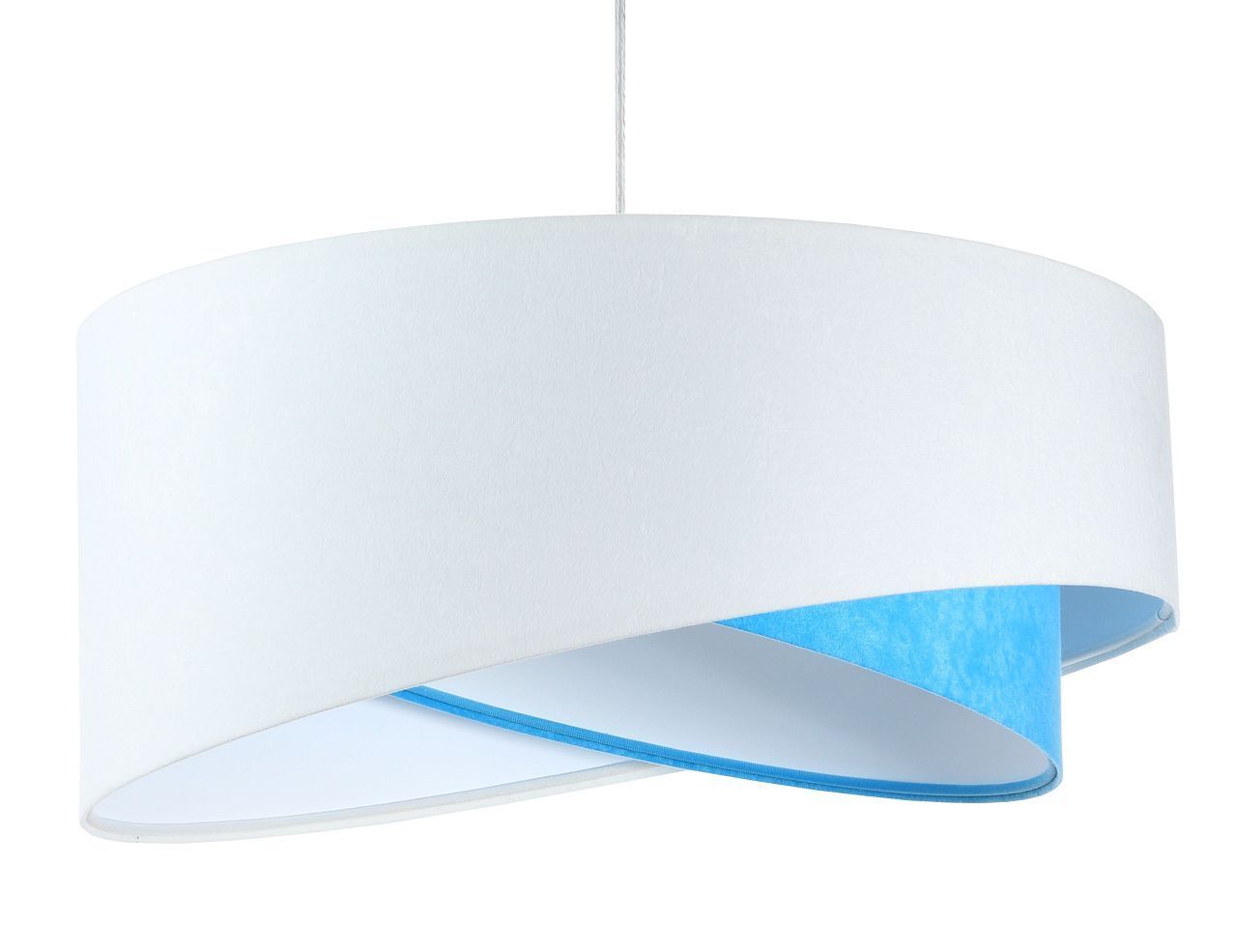 Suspension ronde Ø 50 cm E27 Blanc Bleu Tissu Aspect velours