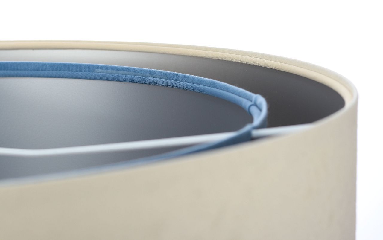 Lampe à suspendre ronde D : 50 cm Tissu Crème Bleu Argent E27 Moderne