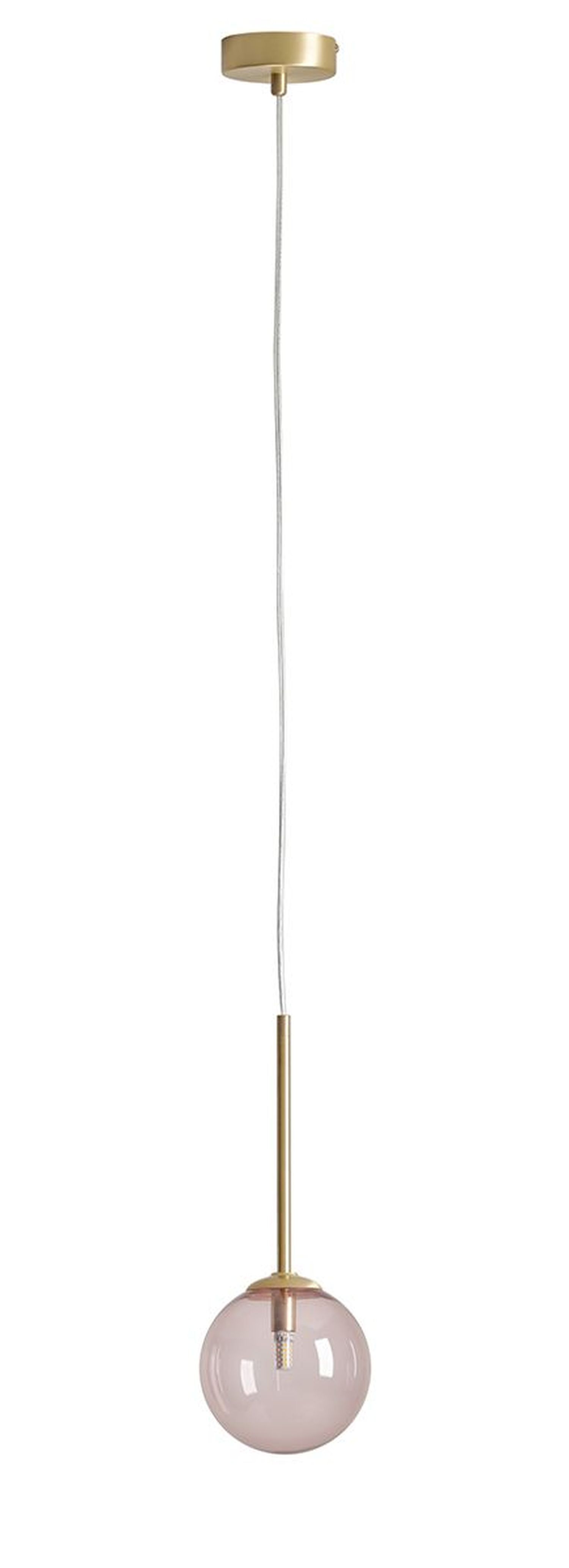 Lampe à suspendre ronde G9 or verre fumé verre métal Ø14 cm