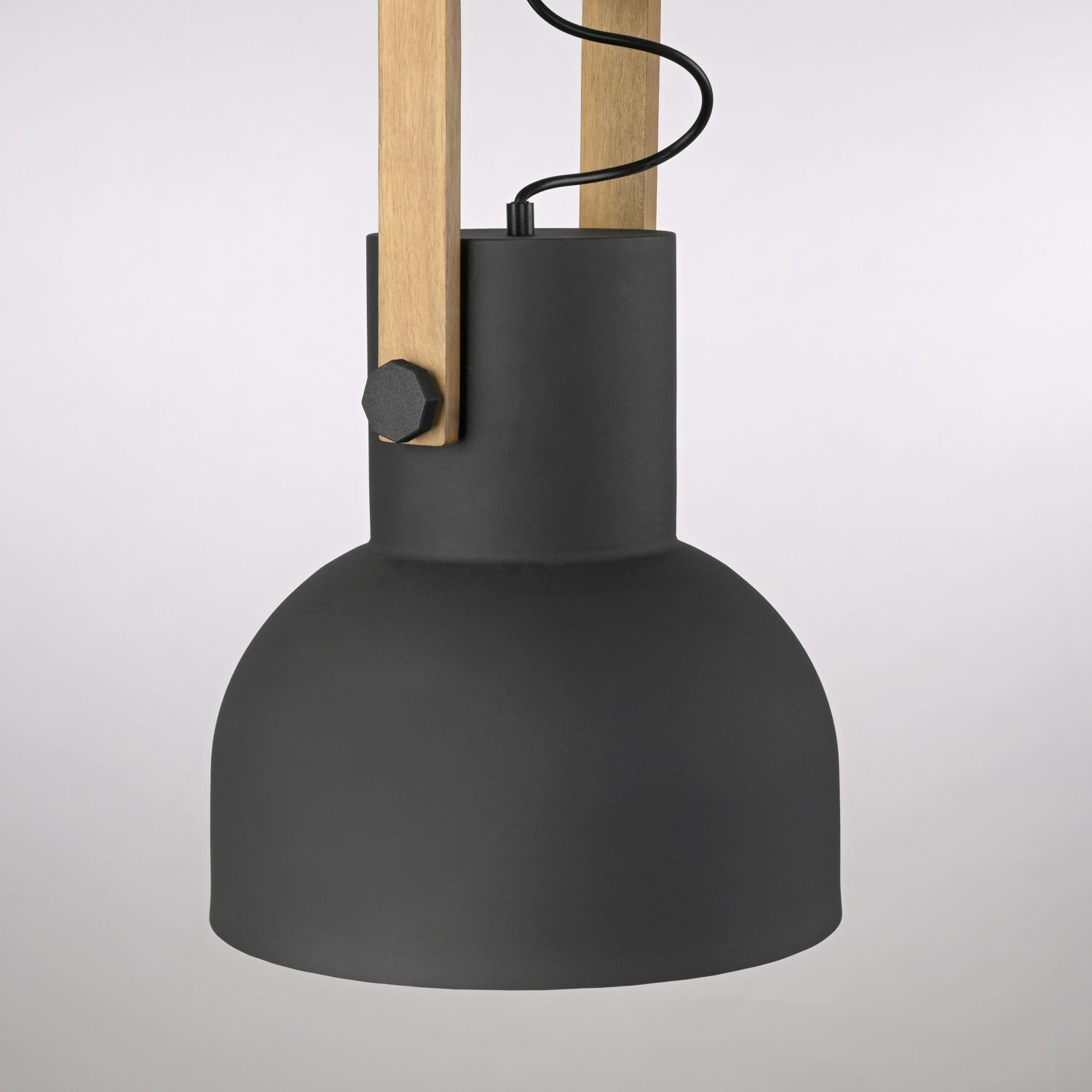 Suspension mobile Noir Bois Métal E27 L:30 cm Lampe